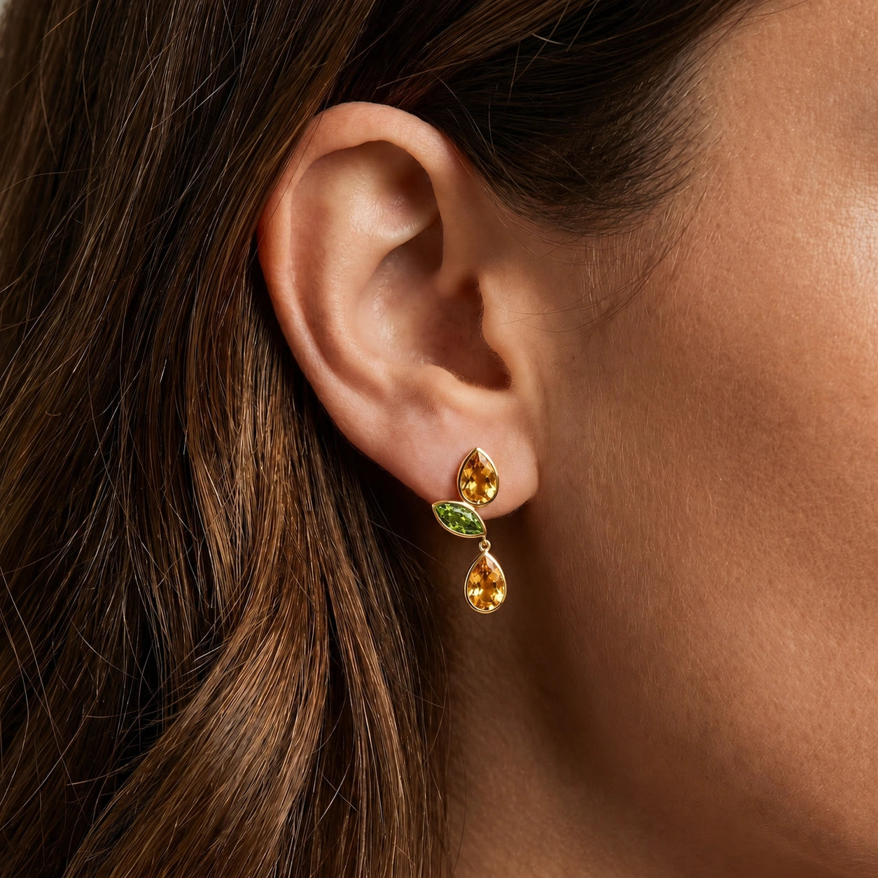 Yellow Gold Peridot & Citrine — Ermellina