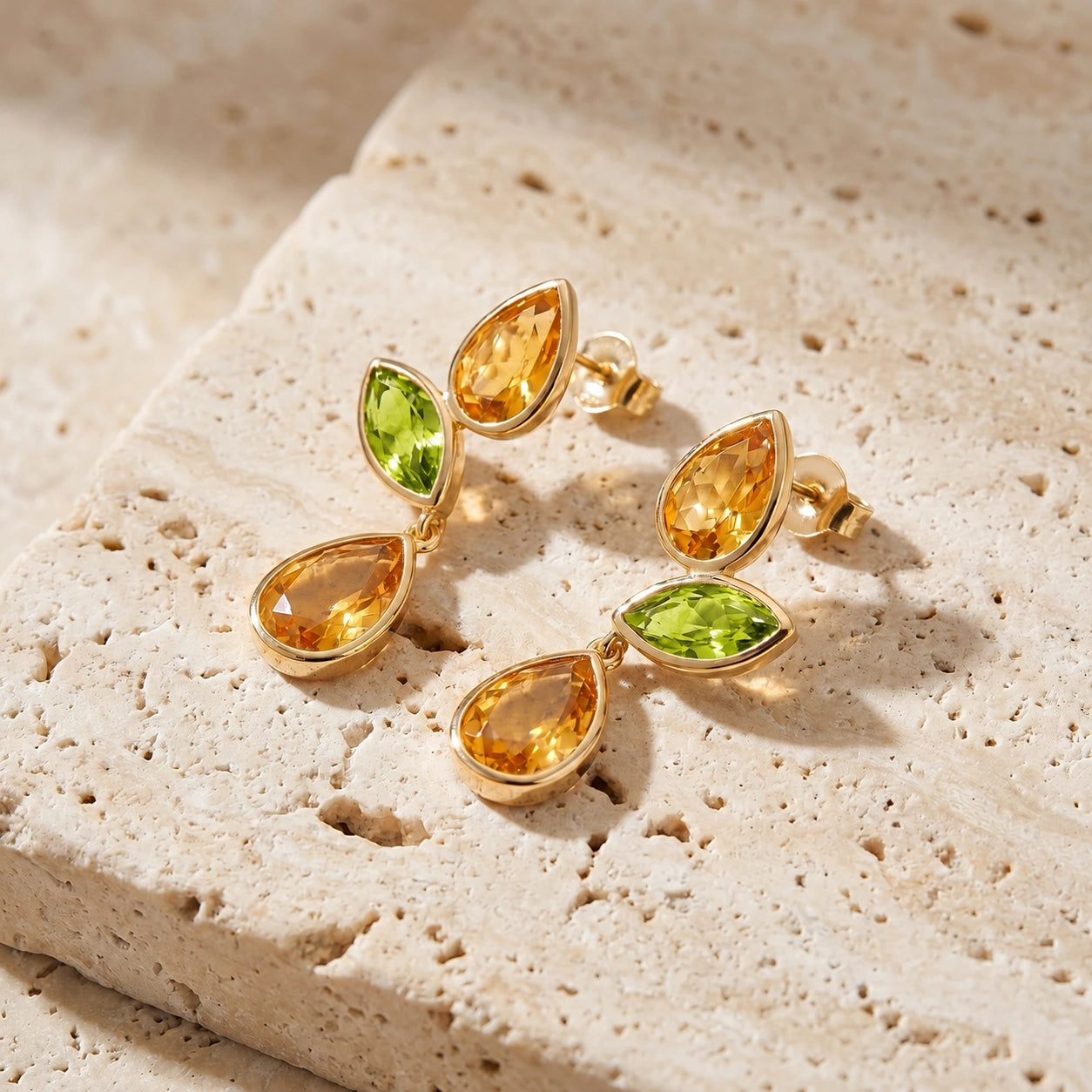 Yellow Gold Peridot & Citrine — Ermellina