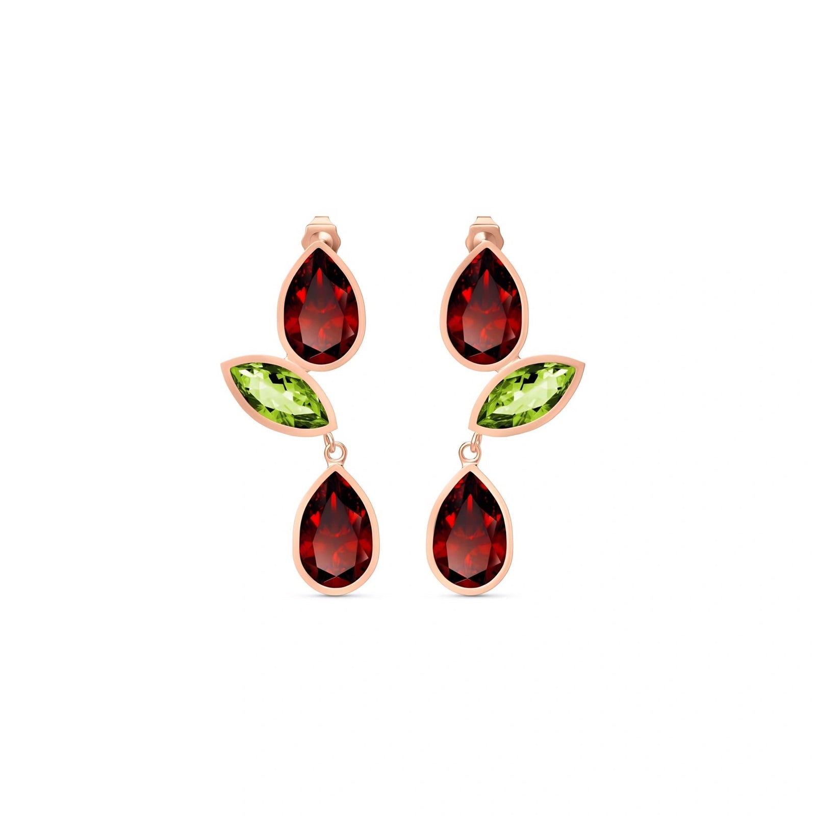 Rose Gold Peridot & Garnet — Ermellina
