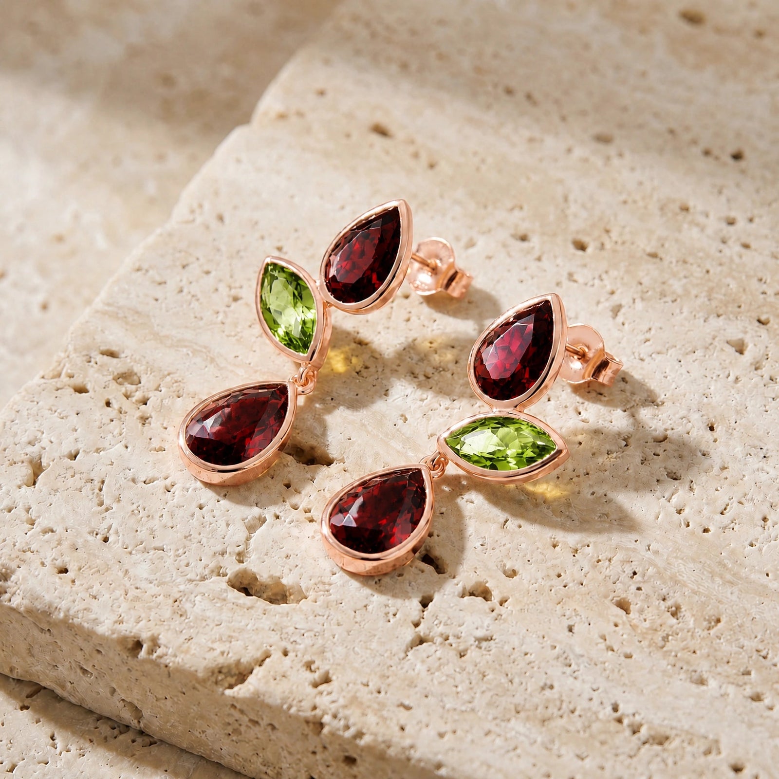 Rose Gold Peridot & Garnet — Ermellina