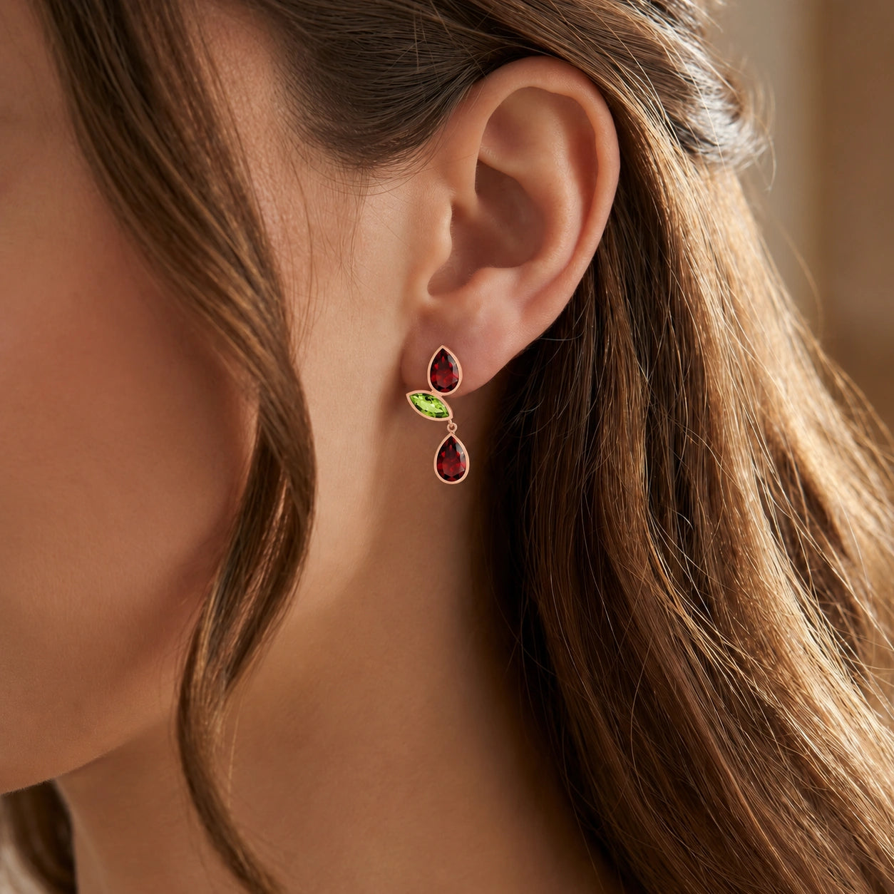 Rose Gold Peridot & Garnet — Ermellina