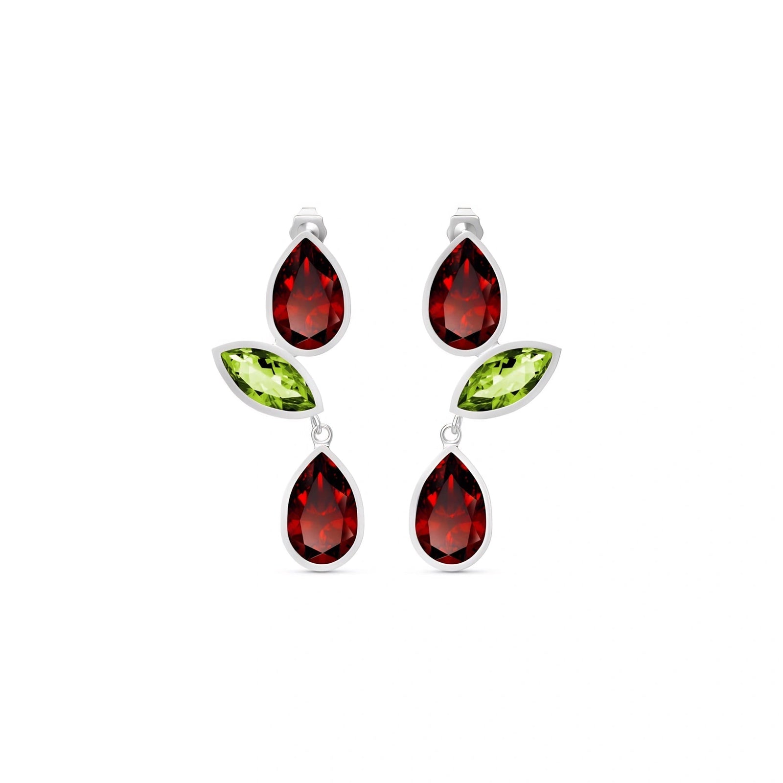 White Gold Peridot & Garnet — Ermellina