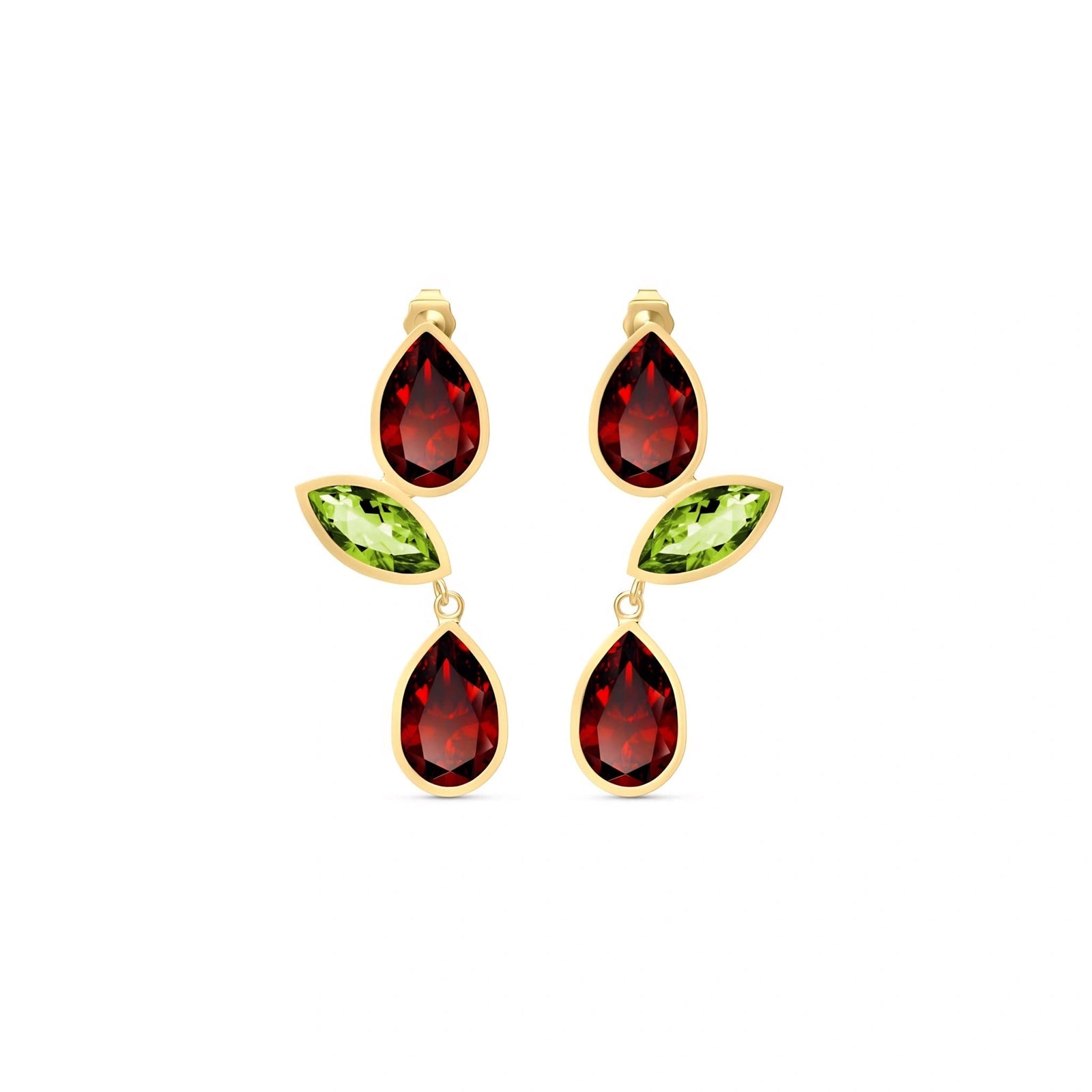 Yellow Gold Peridot & Garnet — Ermellina