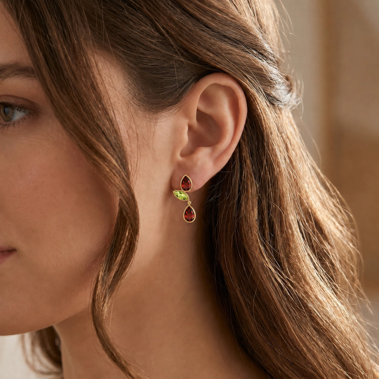 Yellow Gold Peridot & Garnet — Ermellina