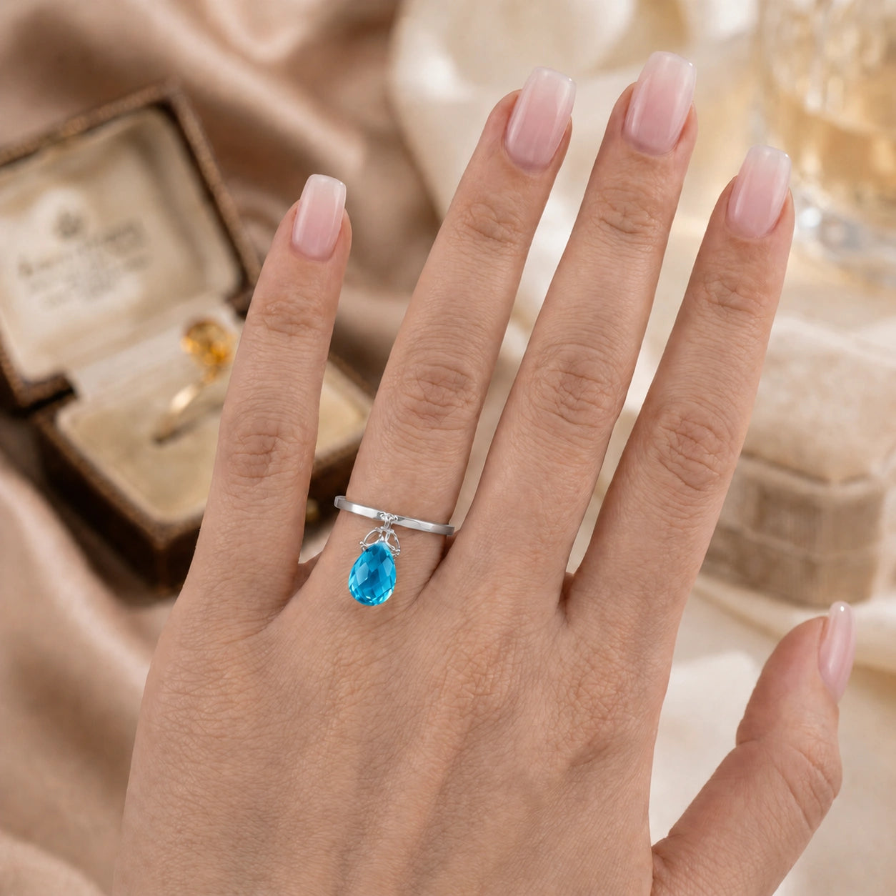 White Gold Blue Topaz — Demetra