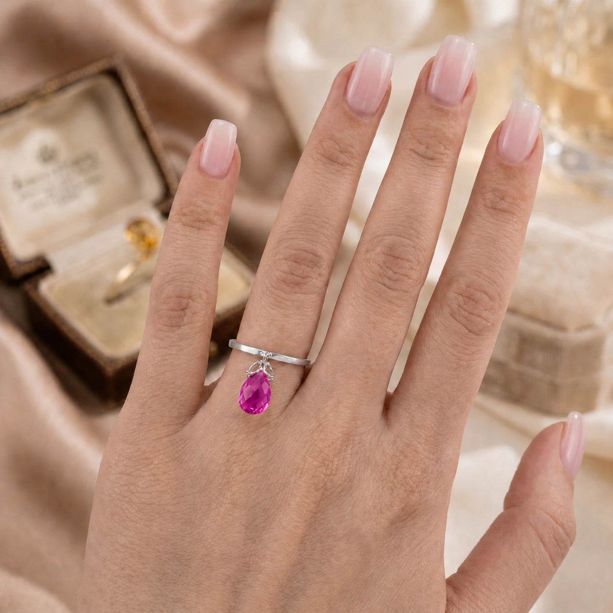 White Gold Pink Topaz — Demetra