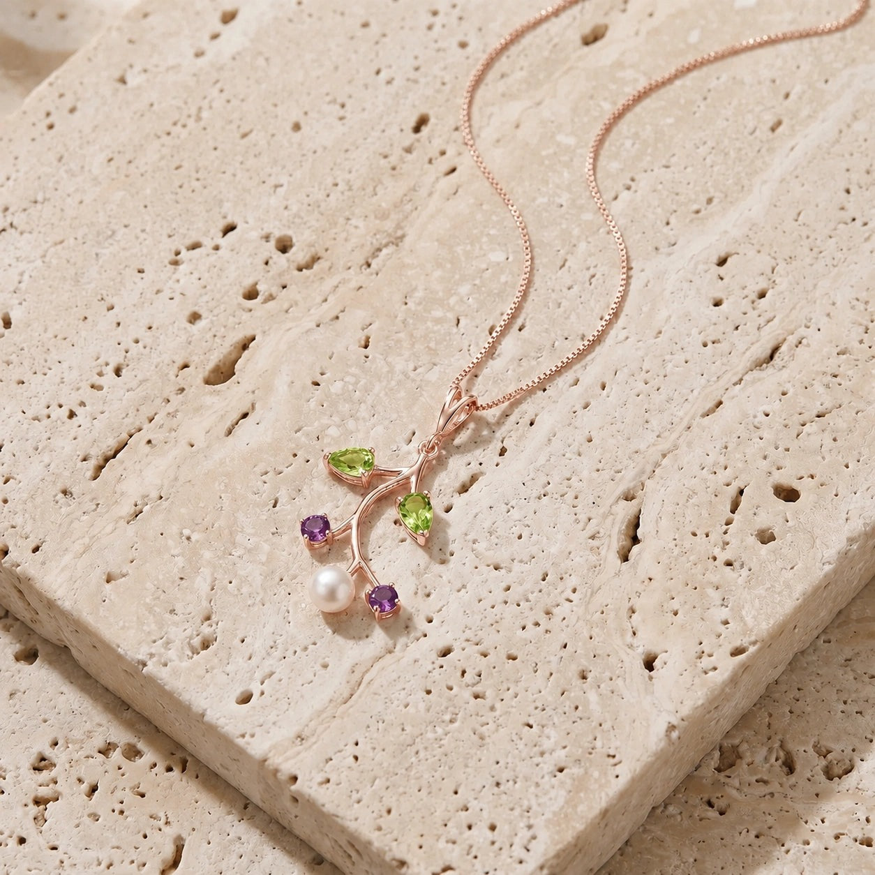 Rose Gold Necklace Amethyst 10K — Nadia