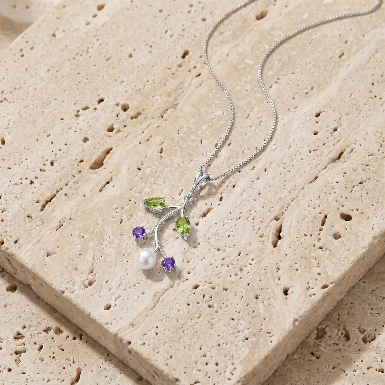 White Gold Necklace Amethyst 10K — Nadia