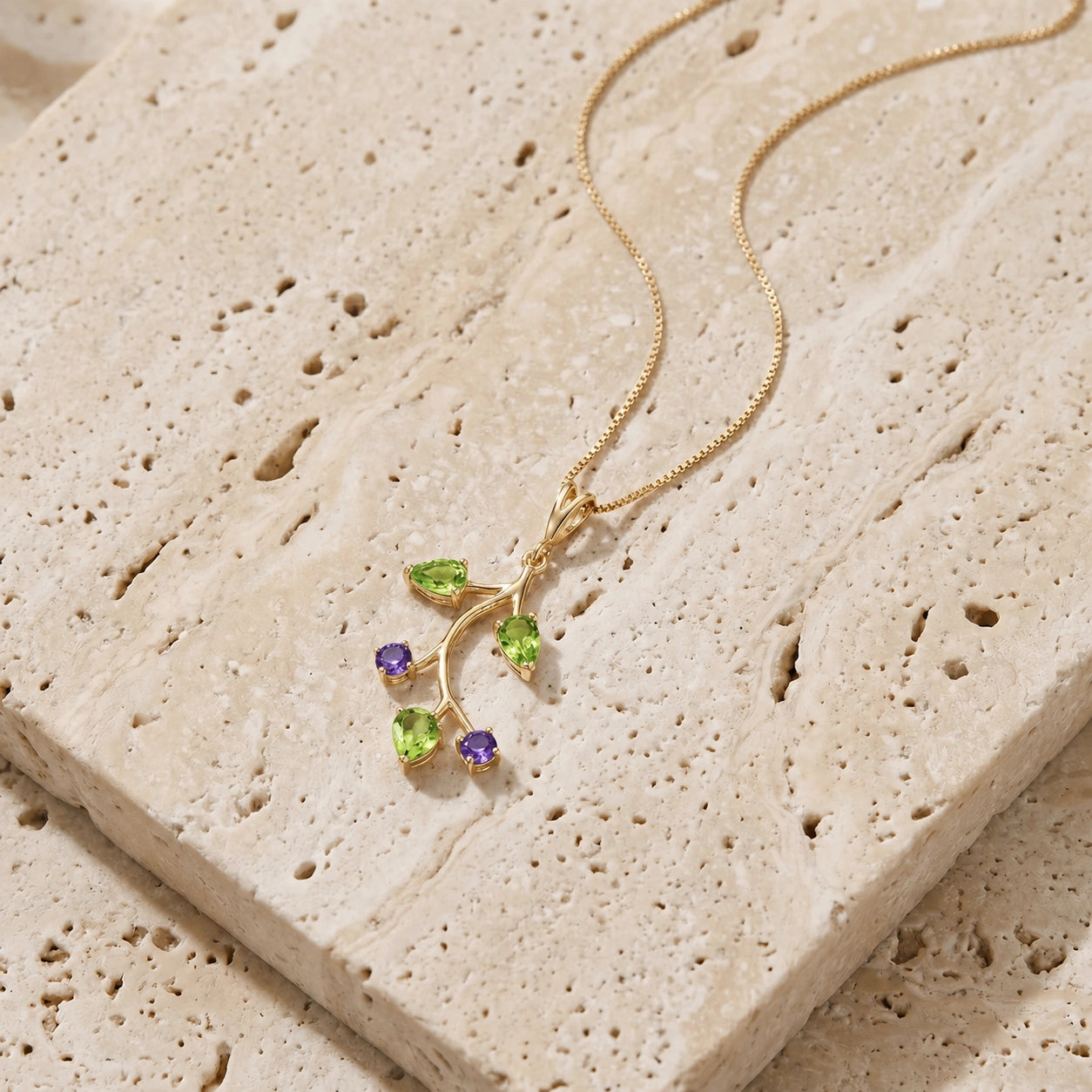 Yellow Gold Necklace Amethyst 10K — Nadia