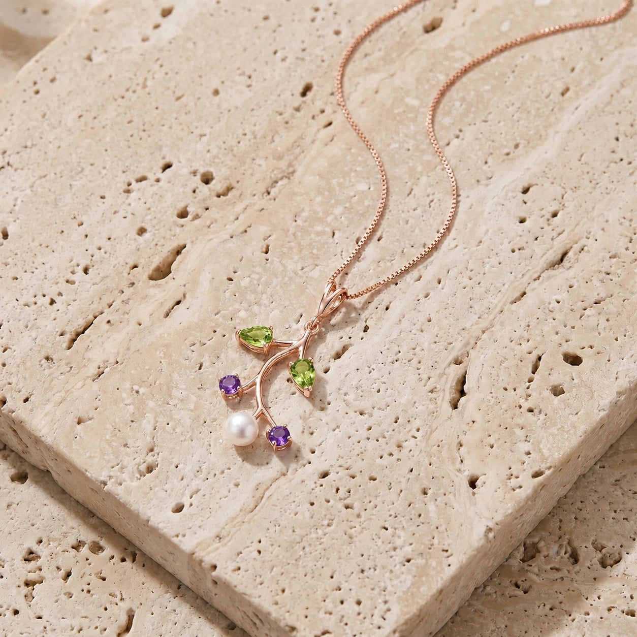 Rose Gold Necklace Blue Topaz 10K — Nadia