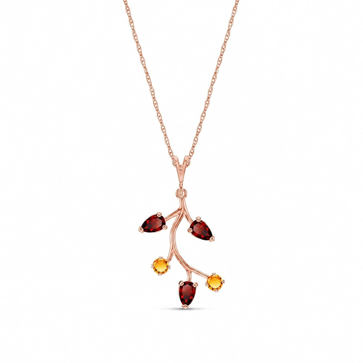 Rose Gold Necklace Garnet 10K — Nadia