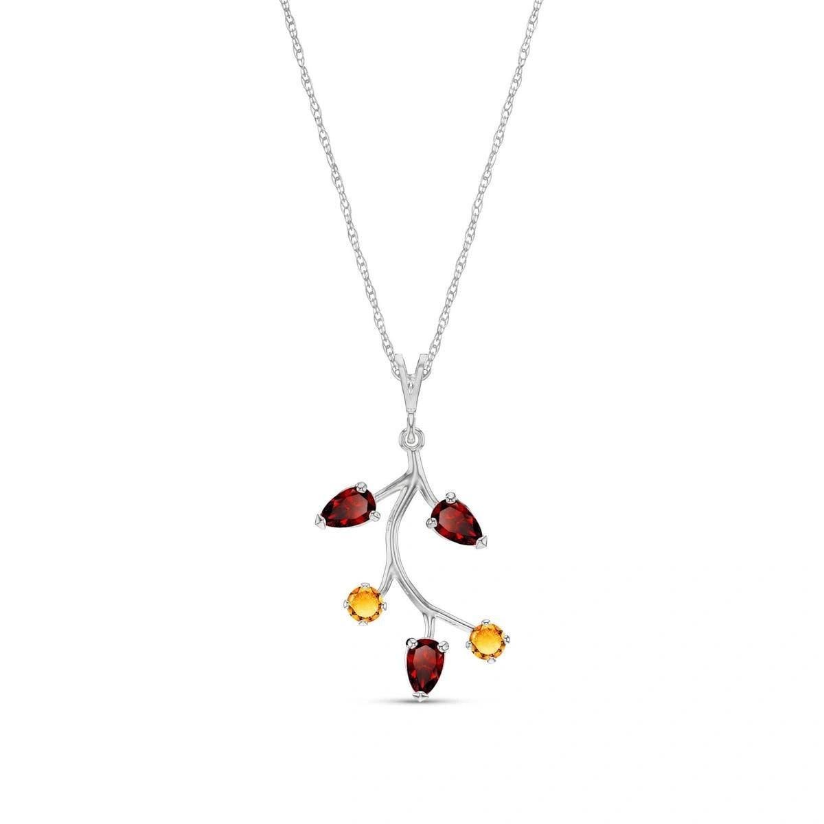 White Gold Necklace Garnet 10K — Nadia