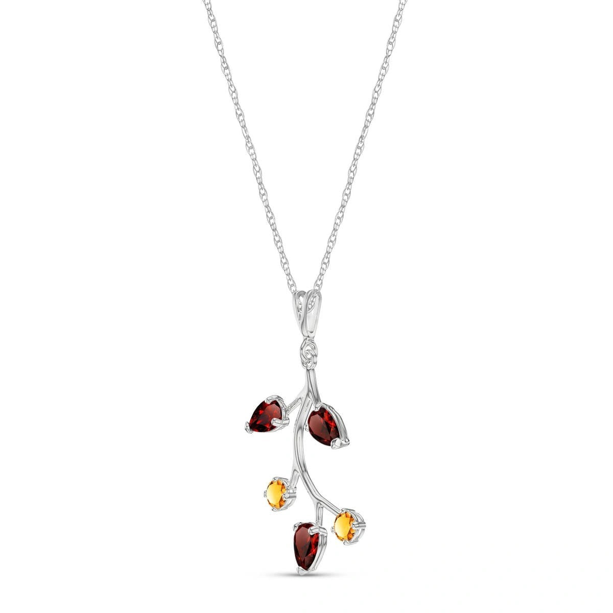White Gold Necklace Garnet 10K — Nadia