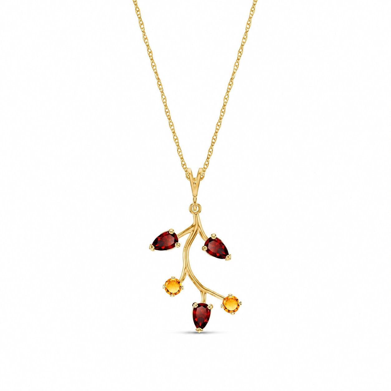 Yellow Gold Necklace Garnet 10K — Nadia