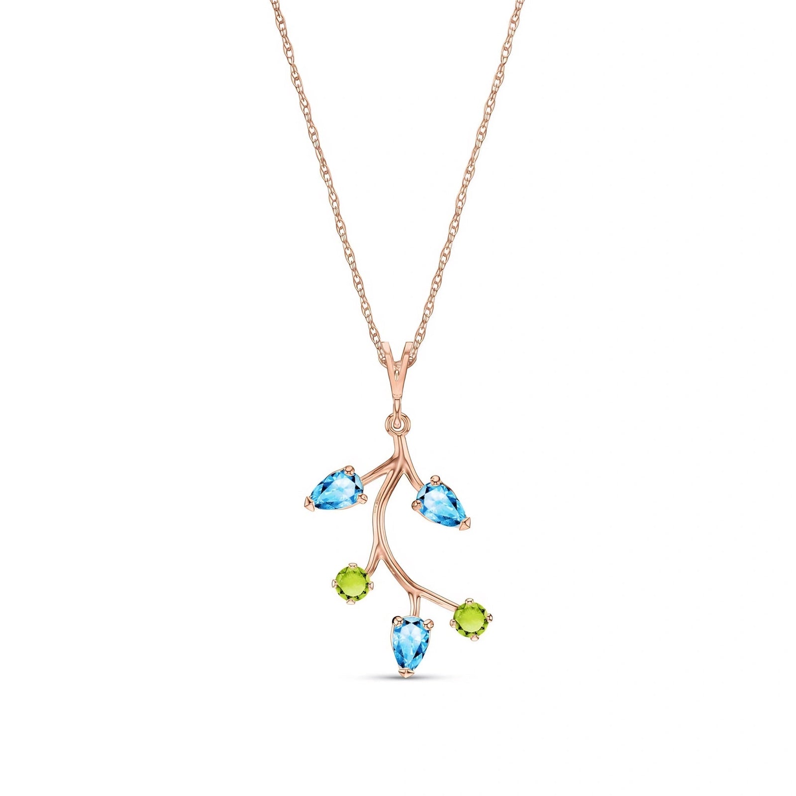 Rose Gold Necklace Multi-Gemstone 10K — Nadia