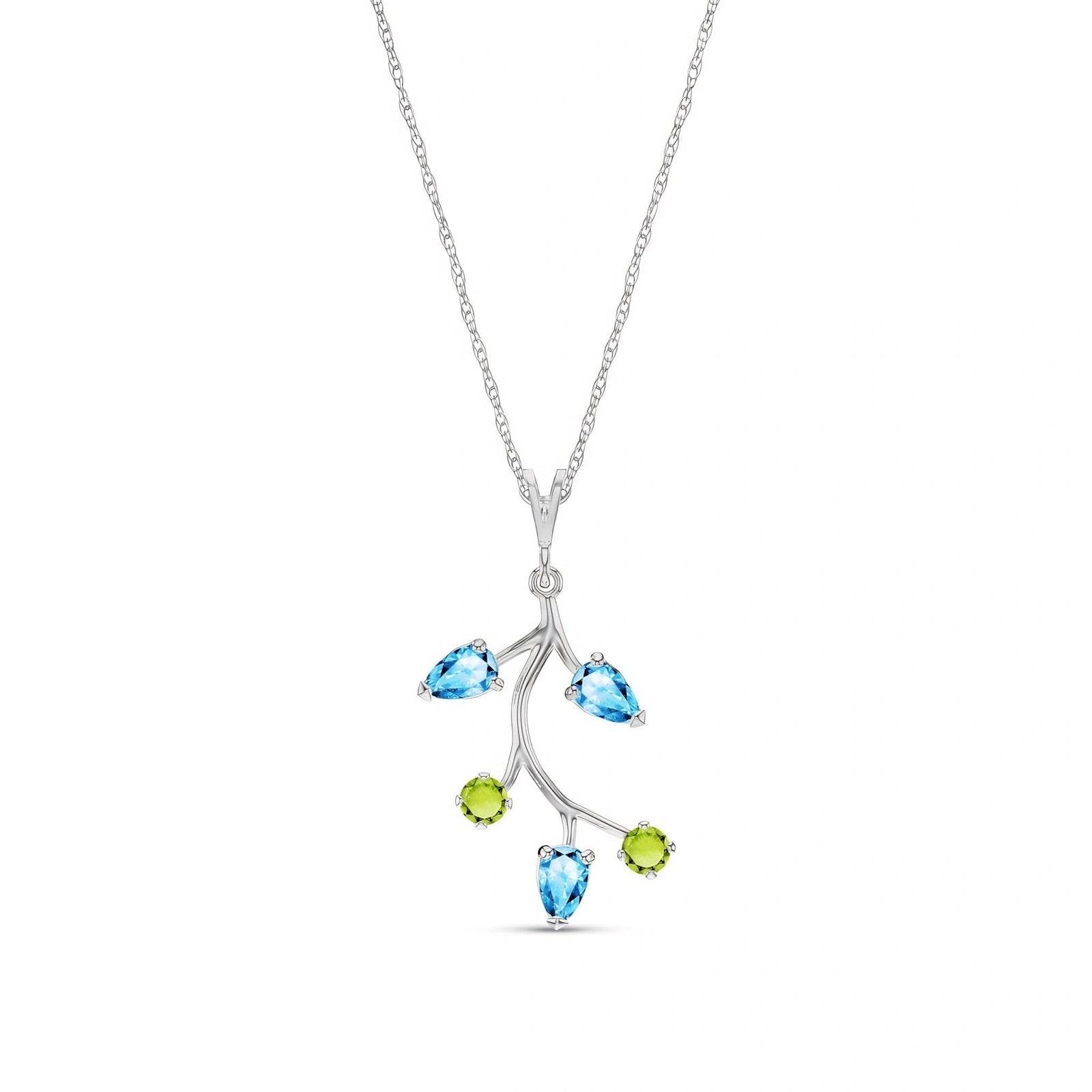 White Gold Necklace Multi-Gemstone 10K — Nadia
