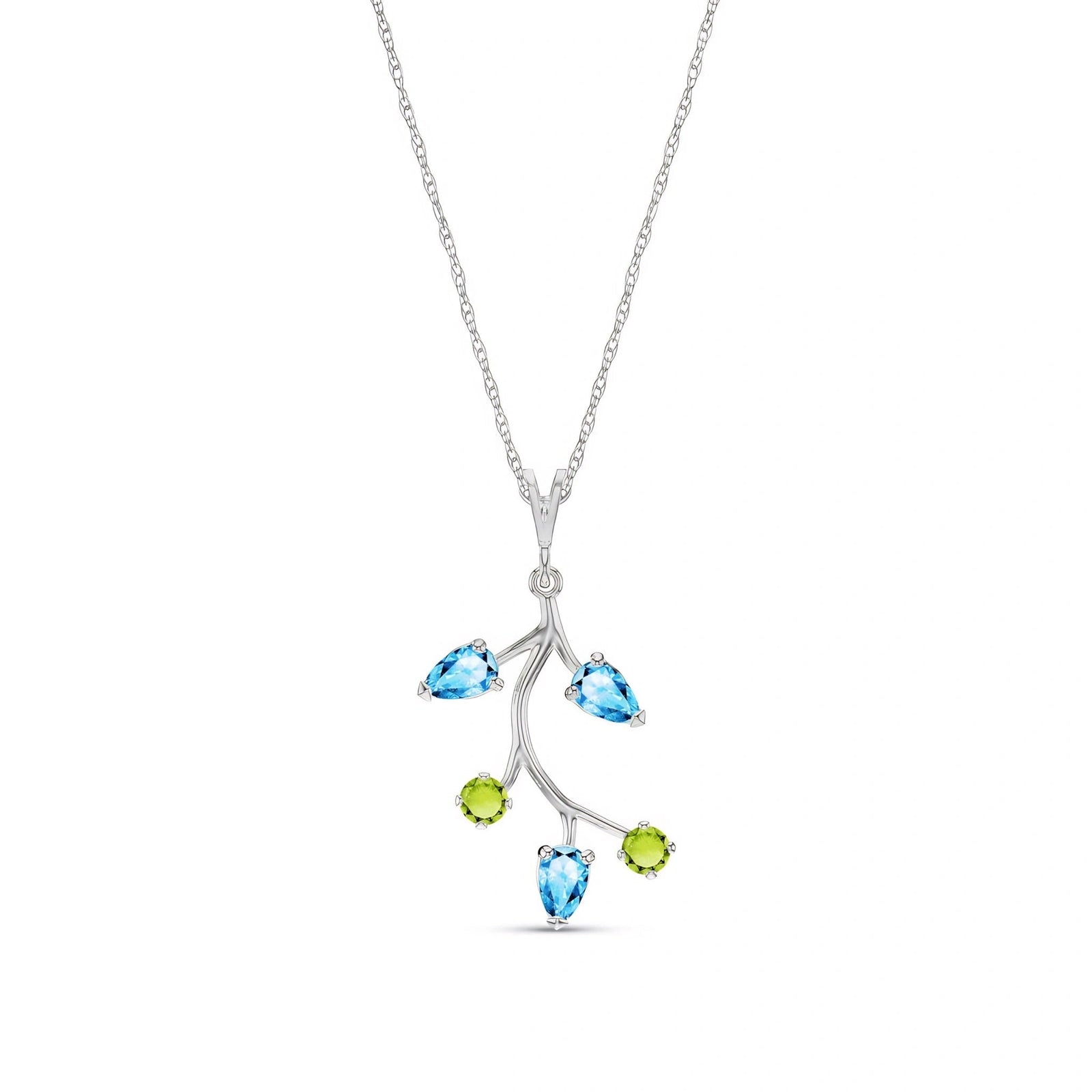 White Gold Necklace Multi-Gemstone 10K — Nadia