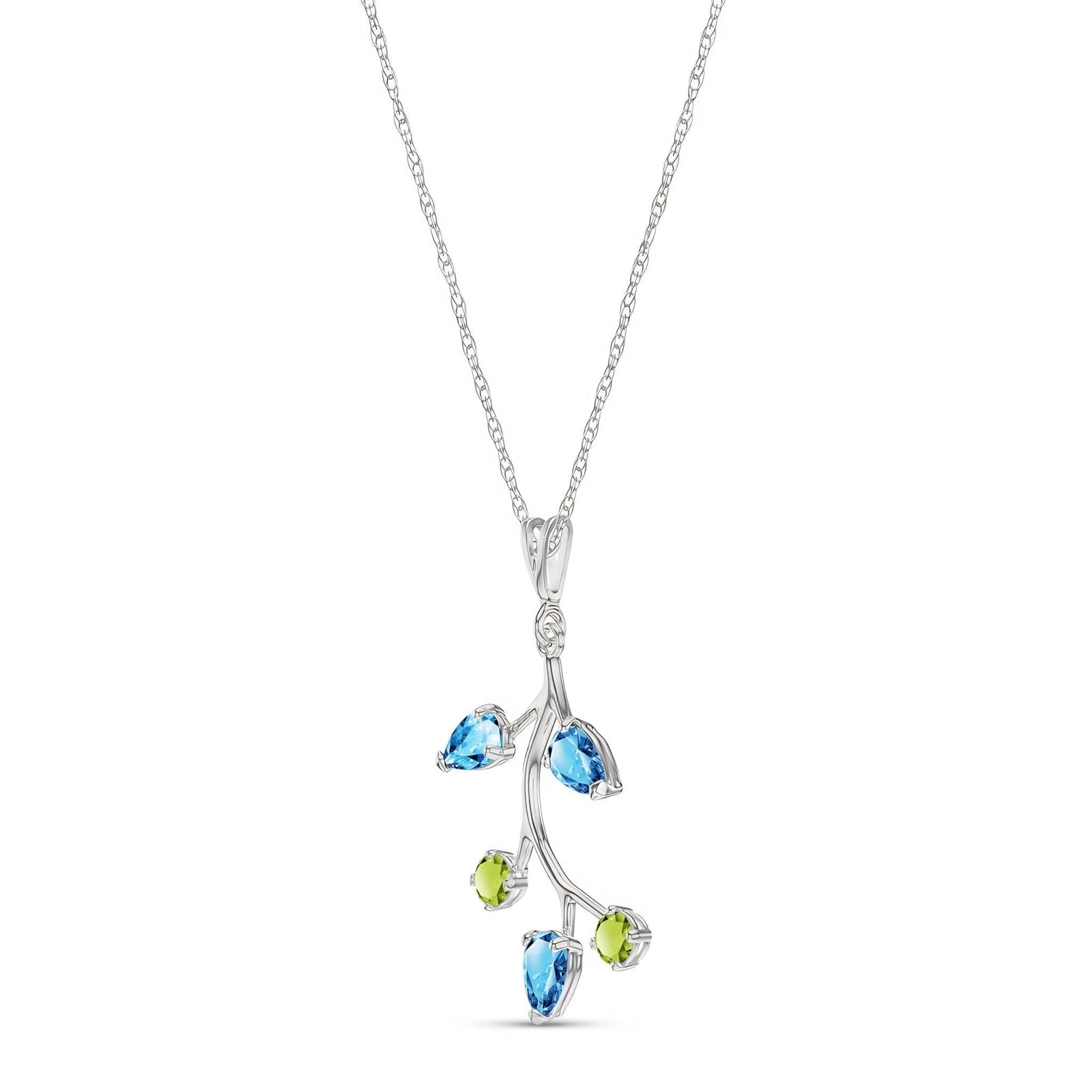 White Gold Necklace Multi-Gemstone 10K — Nadia
