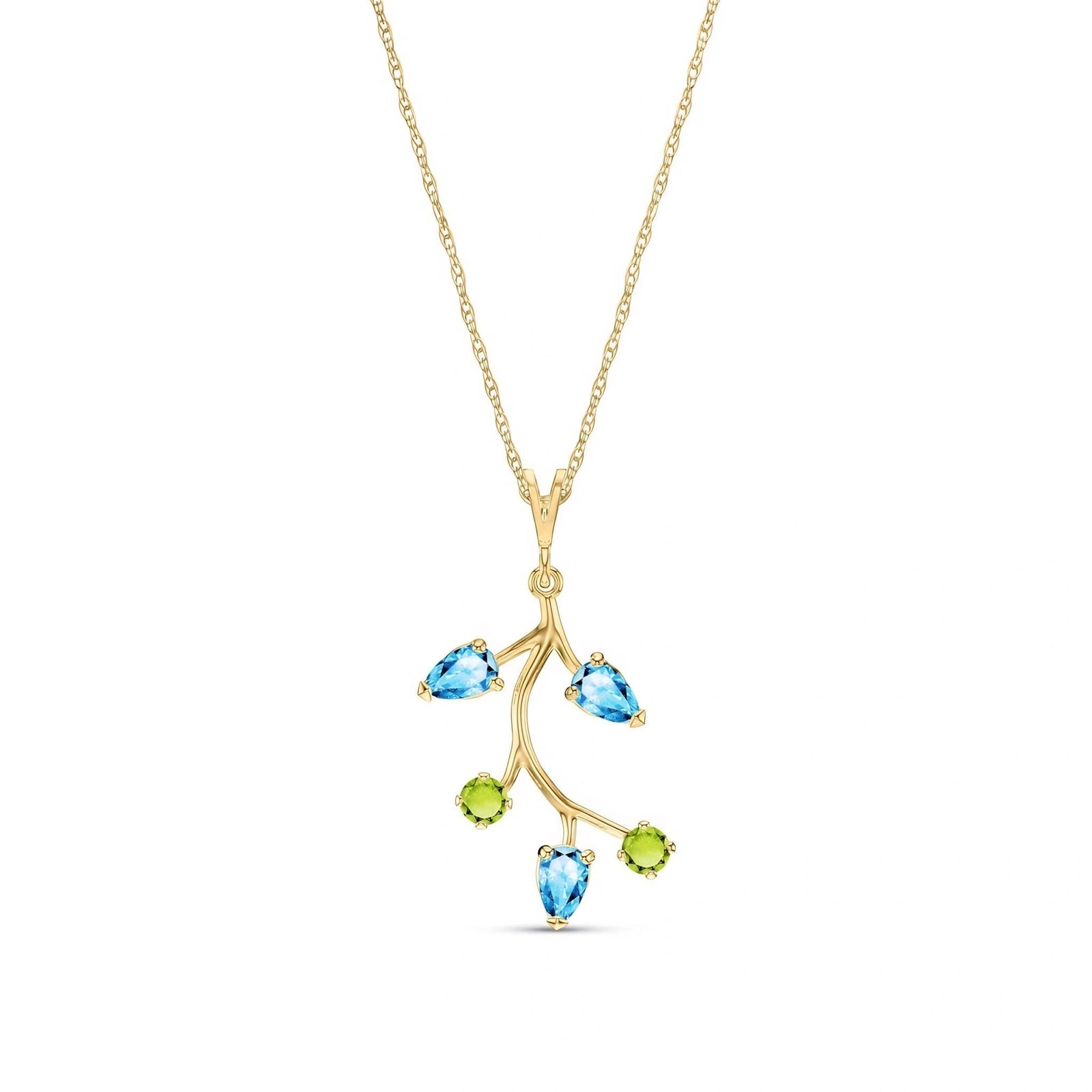 Yellow Gold Necklace Multi-Gemstone 10K — Nadia