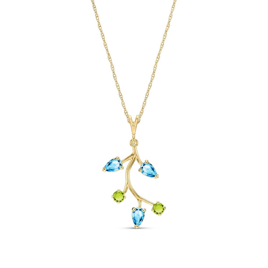 Yellow Gold Necklace Peridot & Blue Topaz — Nadia