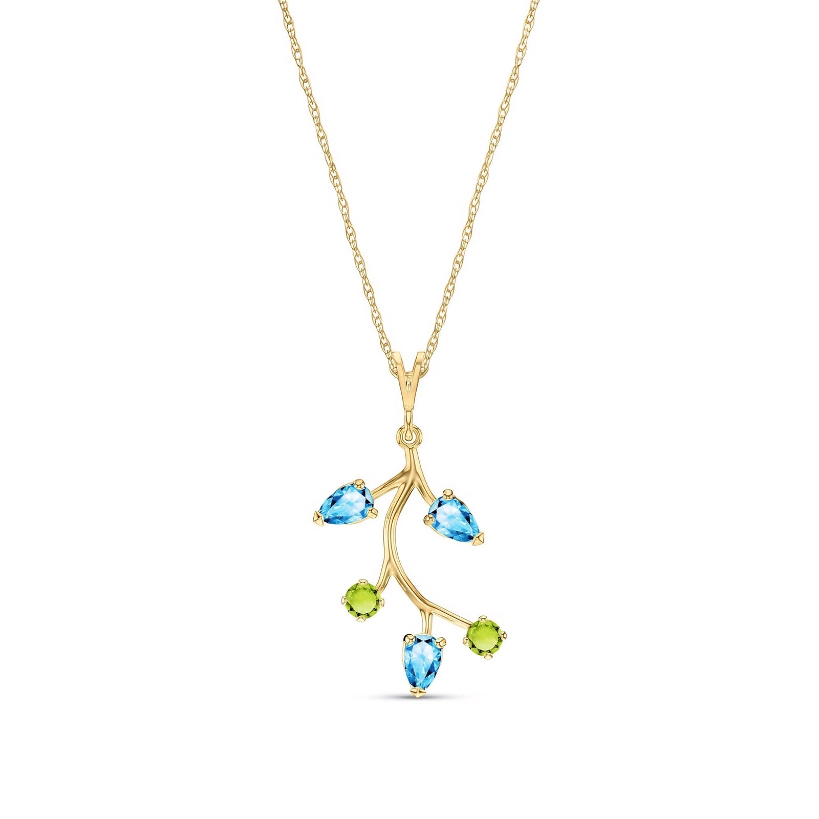 Yellow Gold Necklace Multi-Gemstone 10K — Nadia