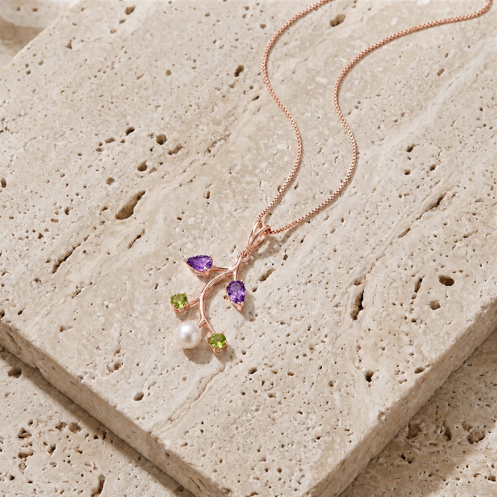 Rose Gold Necklace Opal 10K — Nadia