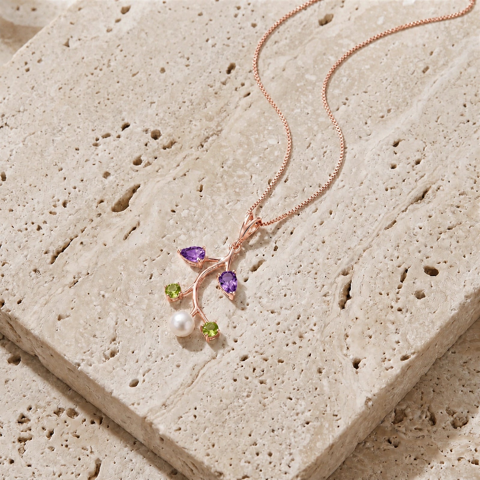 Rose Gold Necklace Opal 10K — Nadia