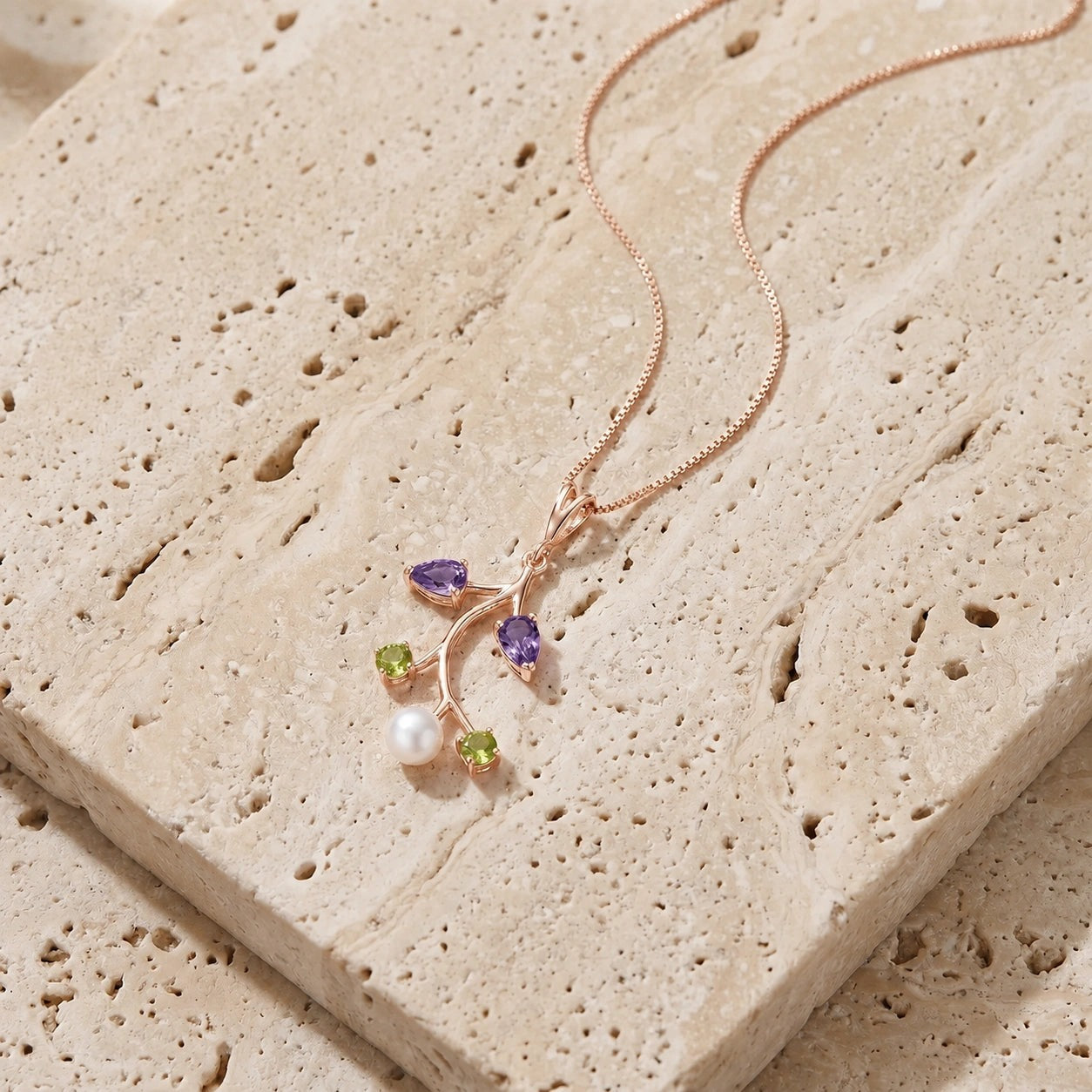 Rose Gold Necklace Peridot 10K — Nadia