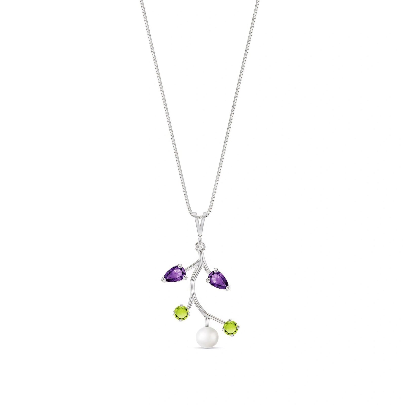 White Gold Necklace Peridot 10K — Nadia