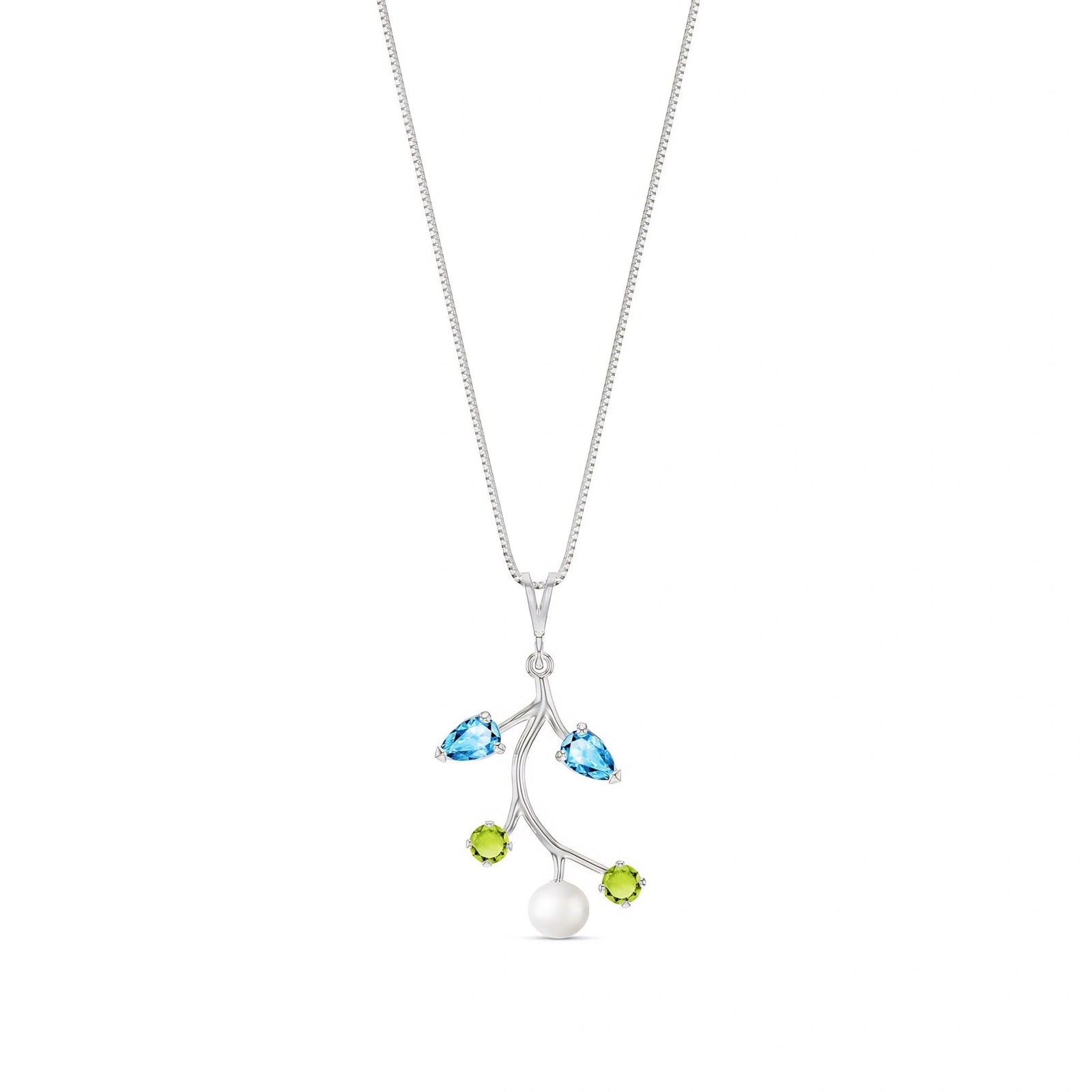 White Gold Necklace Peridot 10K — Nadia