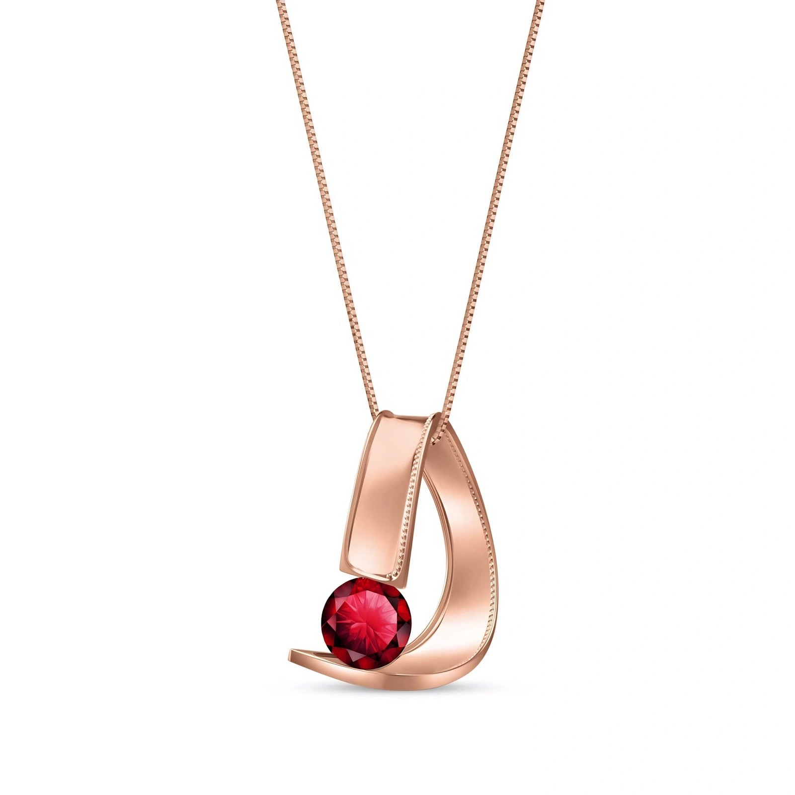 Rose Gold Aura Pendant Necklace Ruby 10K — Gioia