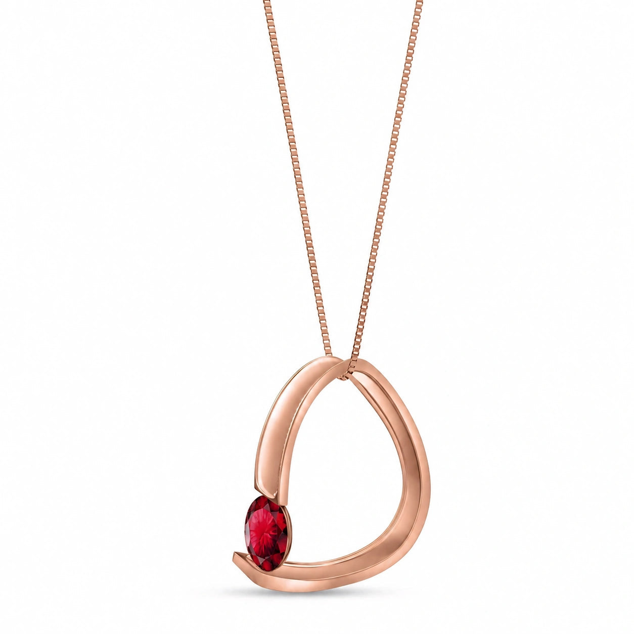 Rose Gold Aura Pendant Necklace Ruby 10K — Gioia