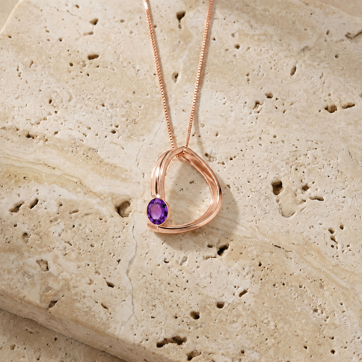 Rose Gold Aura Pendant Necklace Ruby 10K — Gioia