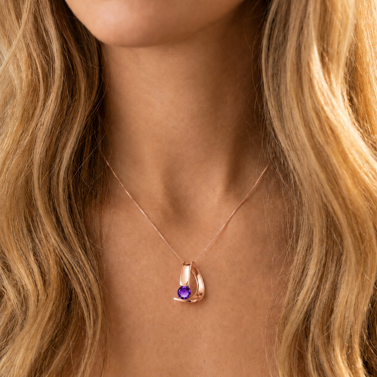 Rose Gold Aura Pendant Necklace Ruby 10K — Gioia