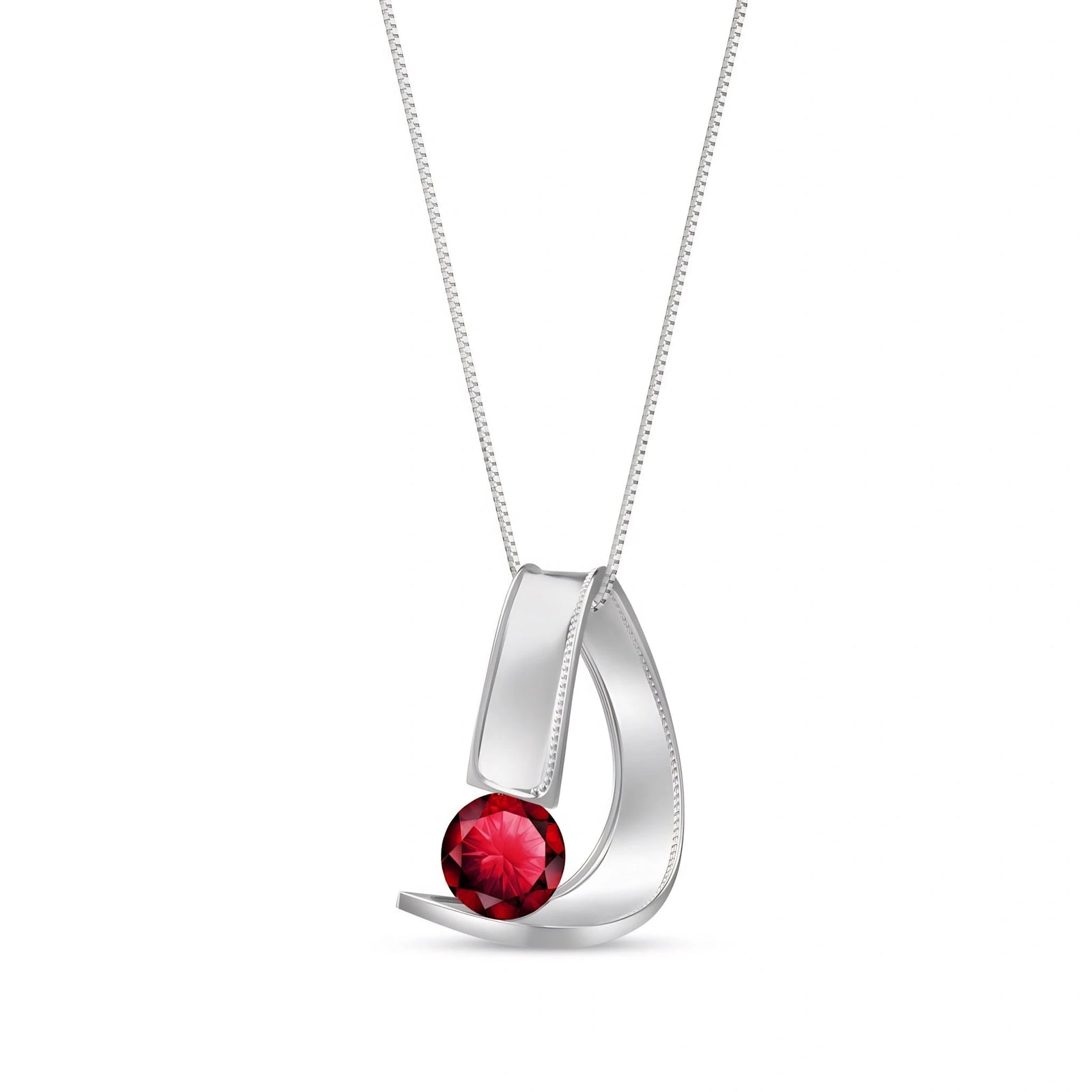 White Gold Aura Pendant Necklace Ruby 10K — Gioia