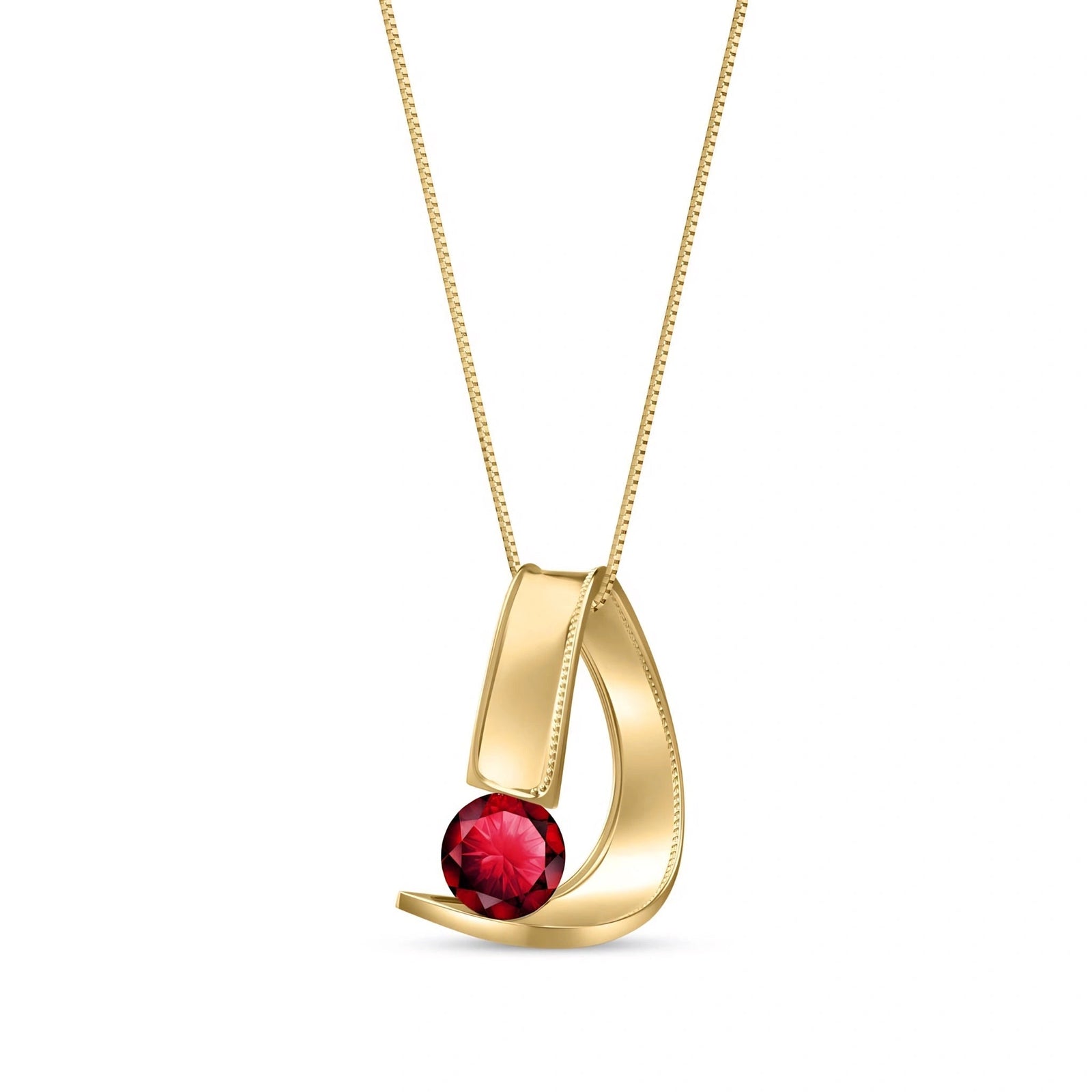 Yellow Gold Aura Pendant Necklace Ruby 10K — Gioia
