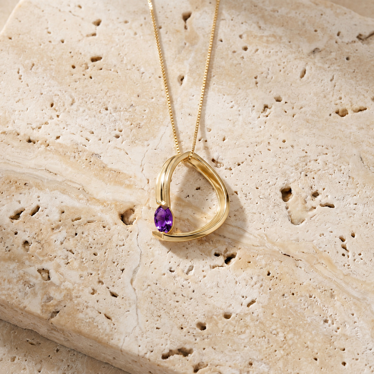 Yellow Gold Aura Pendant Necklace Ruby 10K — Gioia