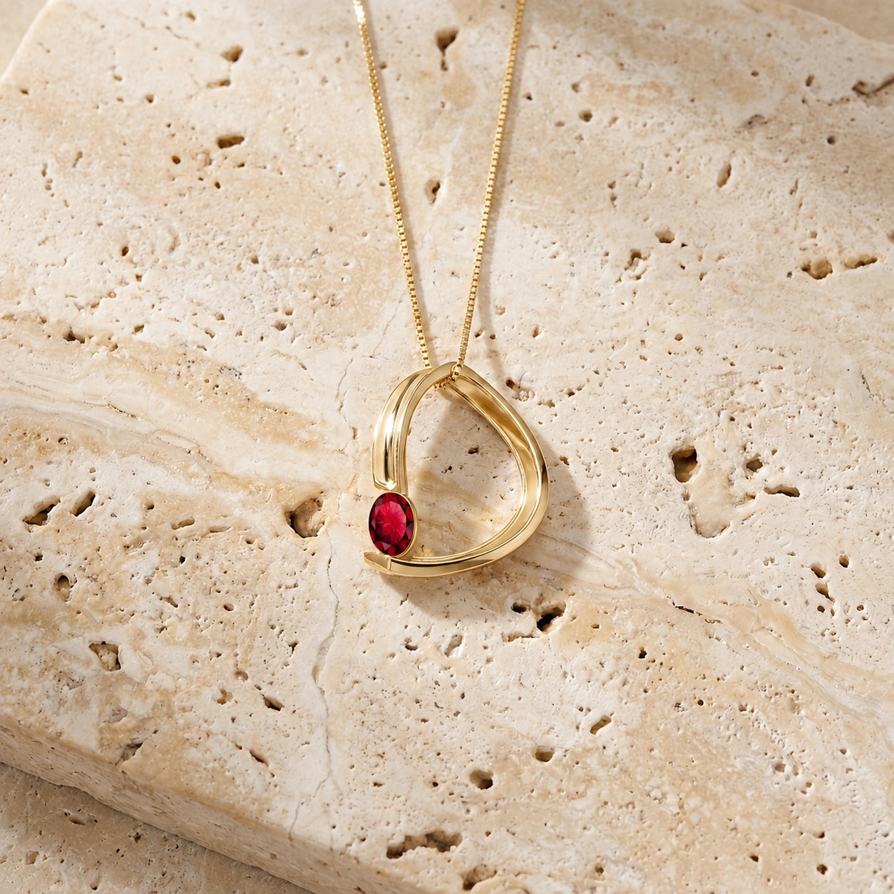 Yellow Gold Aura Pendant Necklace Ruby 10K — Gioia