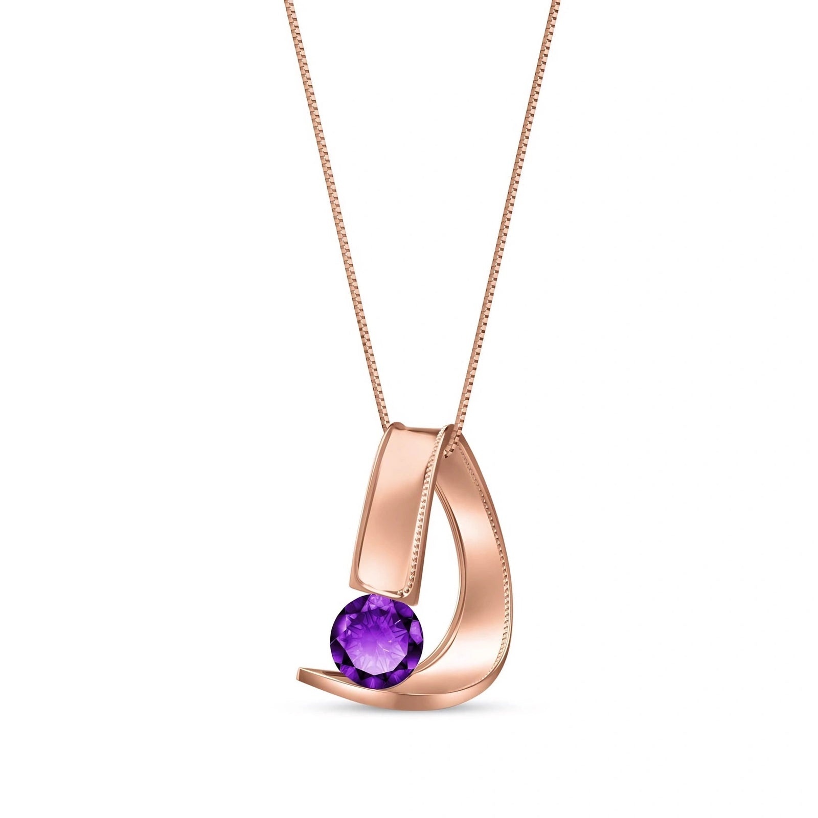 Rose Gold Aura Pendant Necklace Amethyst 10K — Gioia