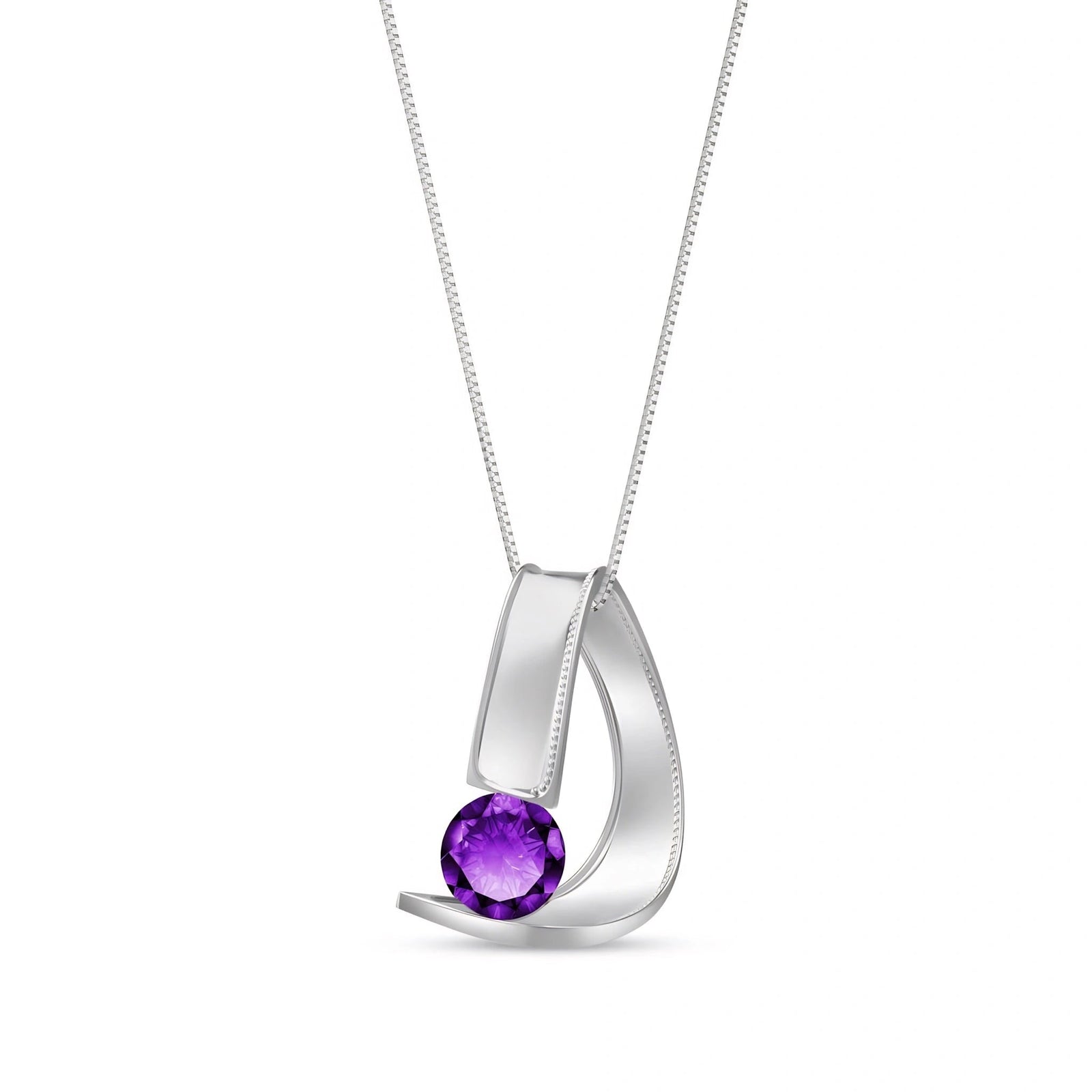 White Gold Aura Pendant Necklace Amethyst 10K — Gioia