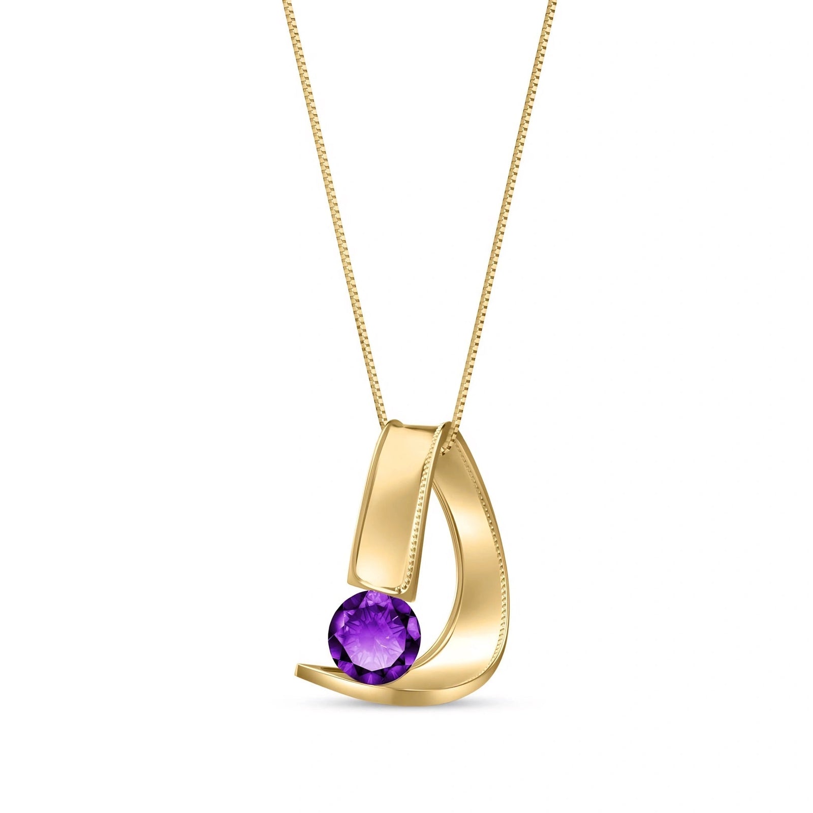 Yellow Gold Aura Pendant Necklace Amethyst 10K — Gioia
