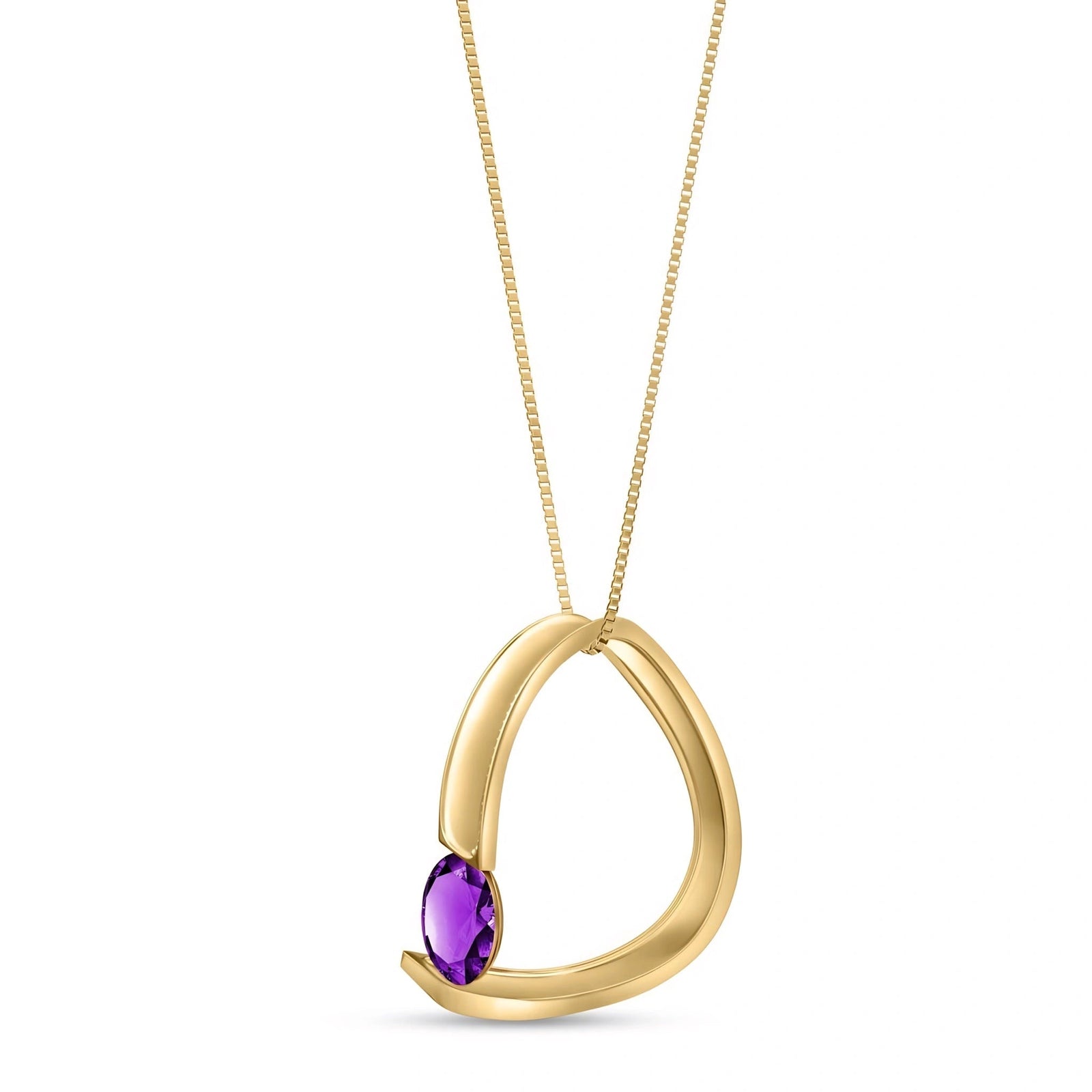 Yellow Gold Aura Pendant Necklace Amethyst 10K — Gioia