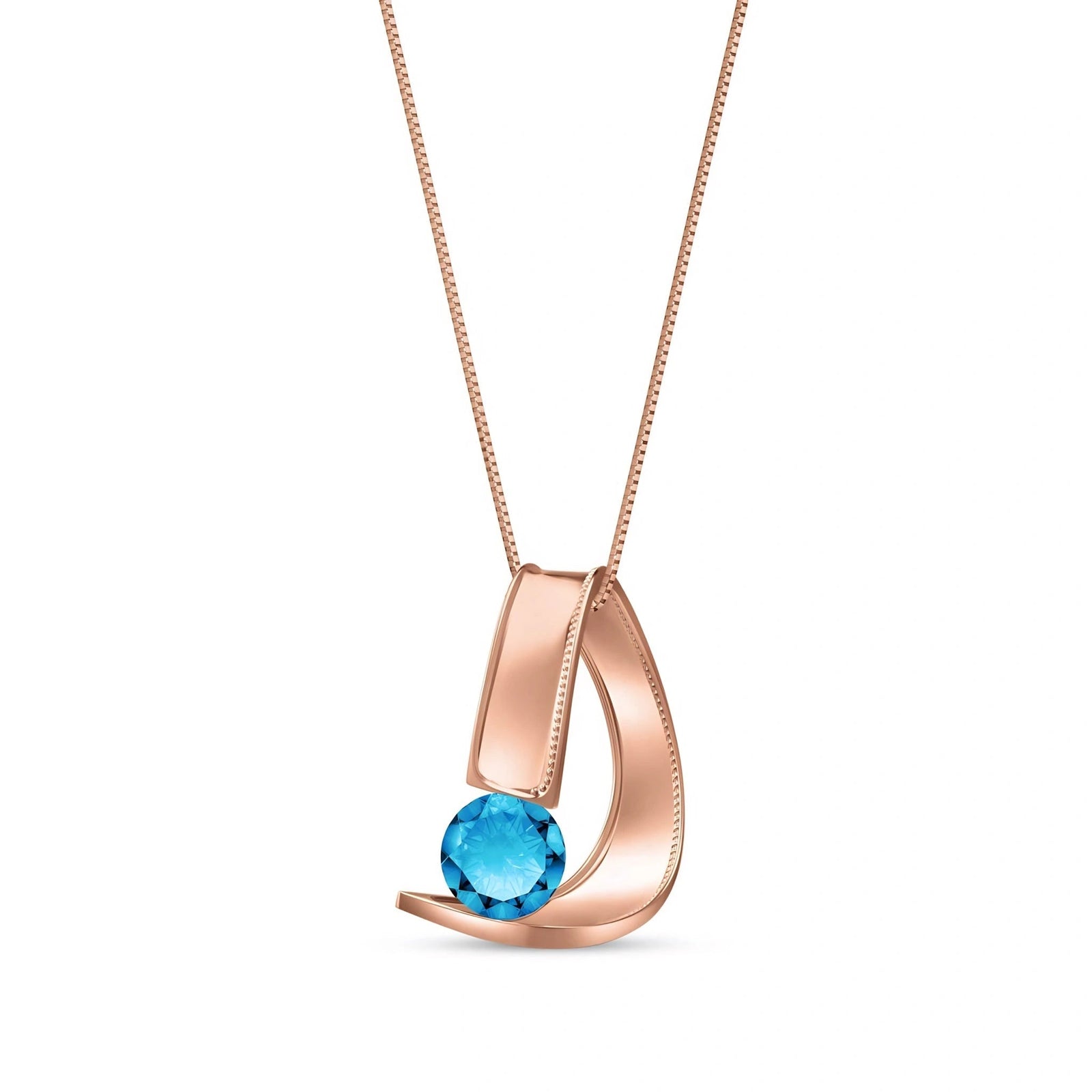 Rose Gold Aura Pendant Necklace Blue Topaz 10K — Gioia