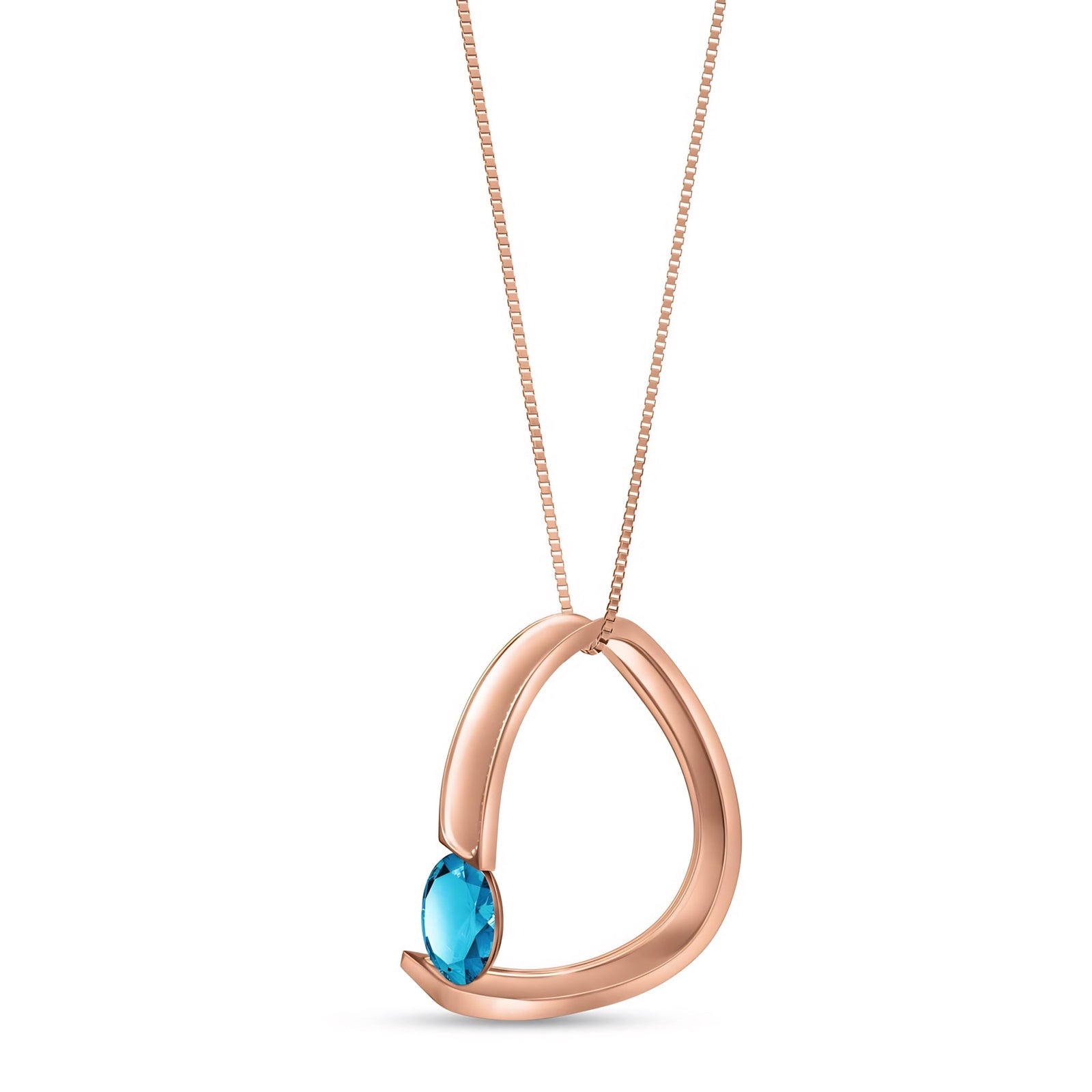 Rose Gold Aura Pendant Necklace Blue Topaz 10K — Gioia