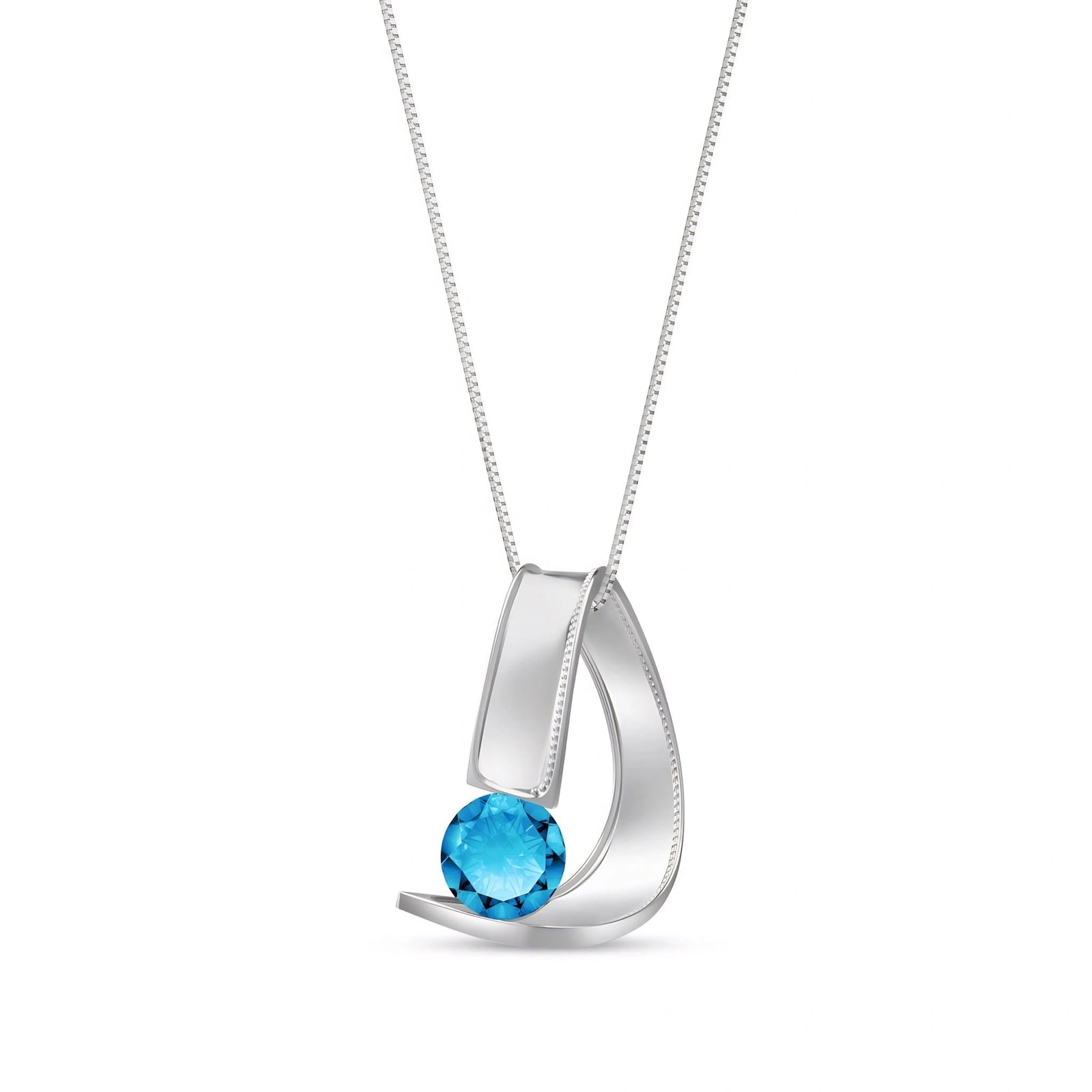 White Gold Aura Pendant Necklace Blue Topaz 10K — Gioia