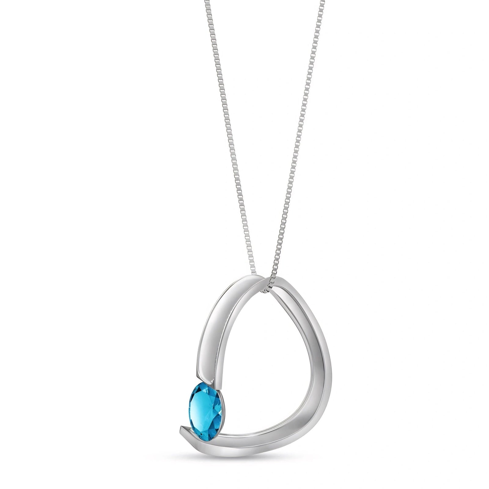White Gold Aura Pendant Necklace Blue Topaz 10K — Gioia
