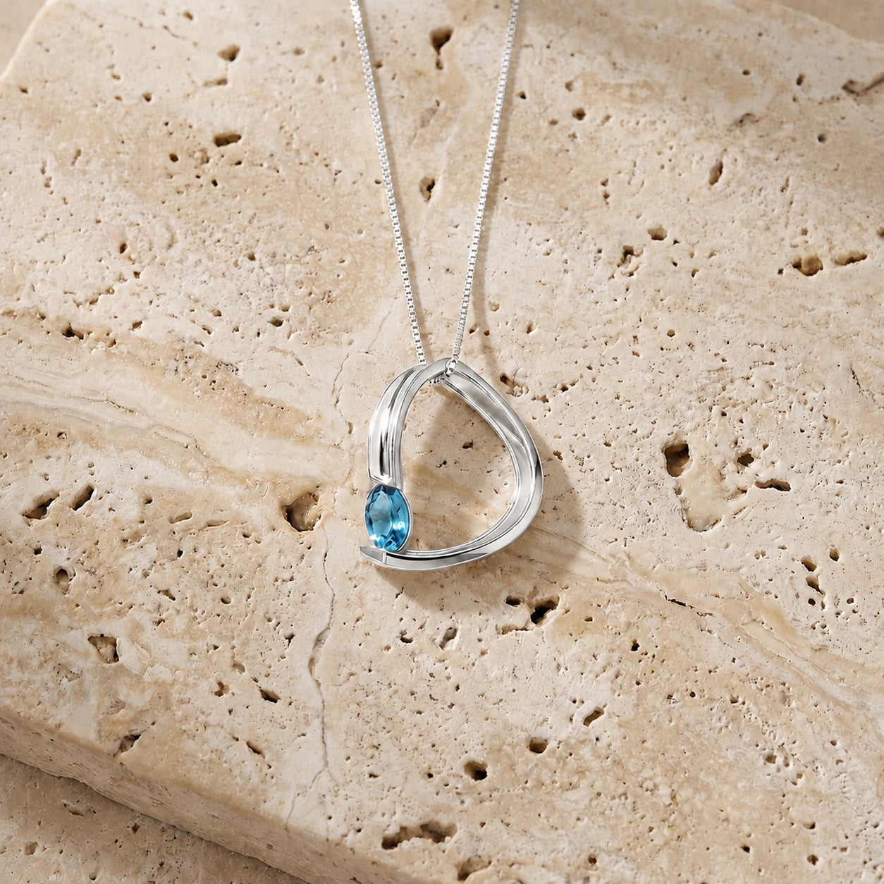 White Gold Aura Pendant Necklace Blue Topaz 10K — Gioia