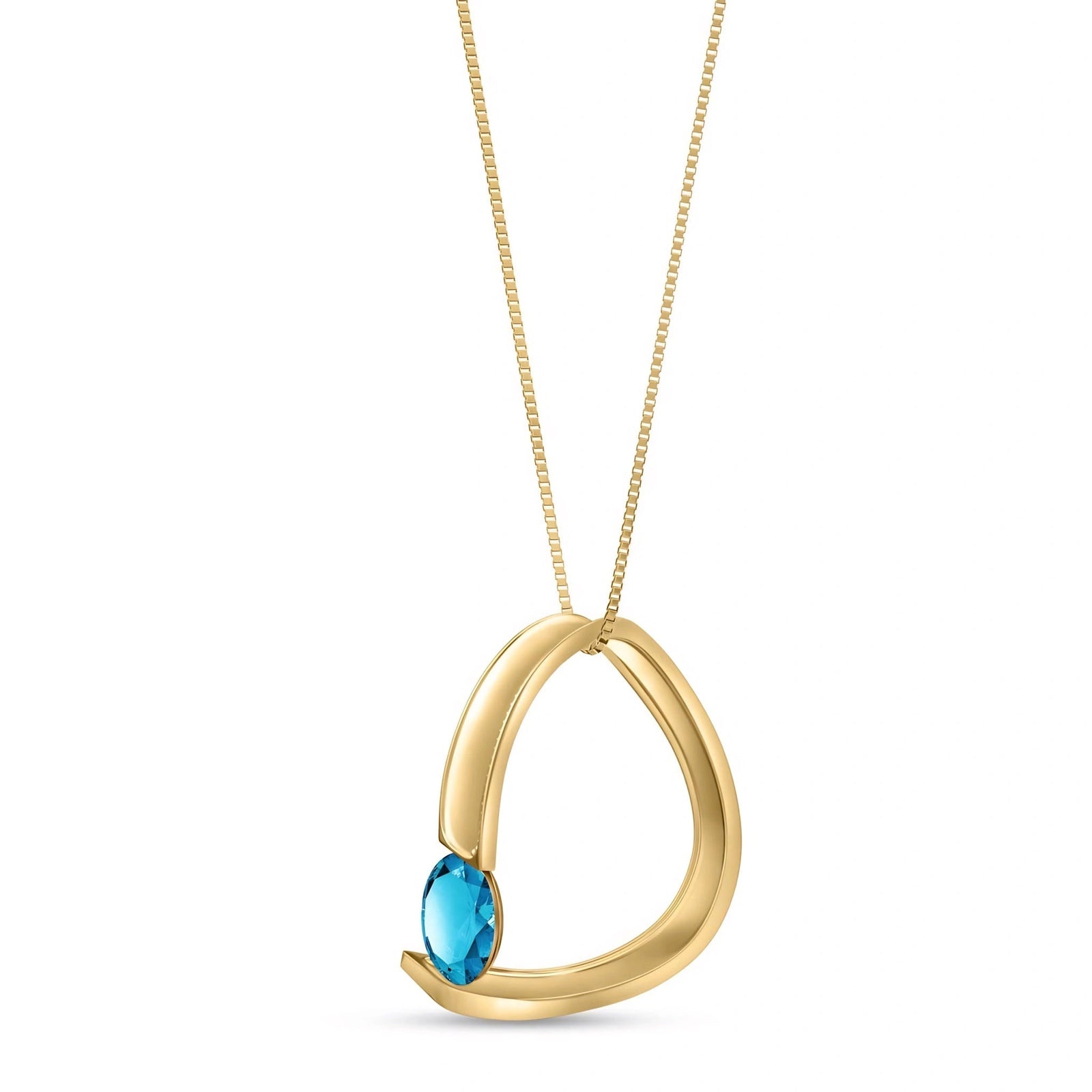 Yellow Gold Aura Pendant Necklace Blue Topaz 10K — Gioia