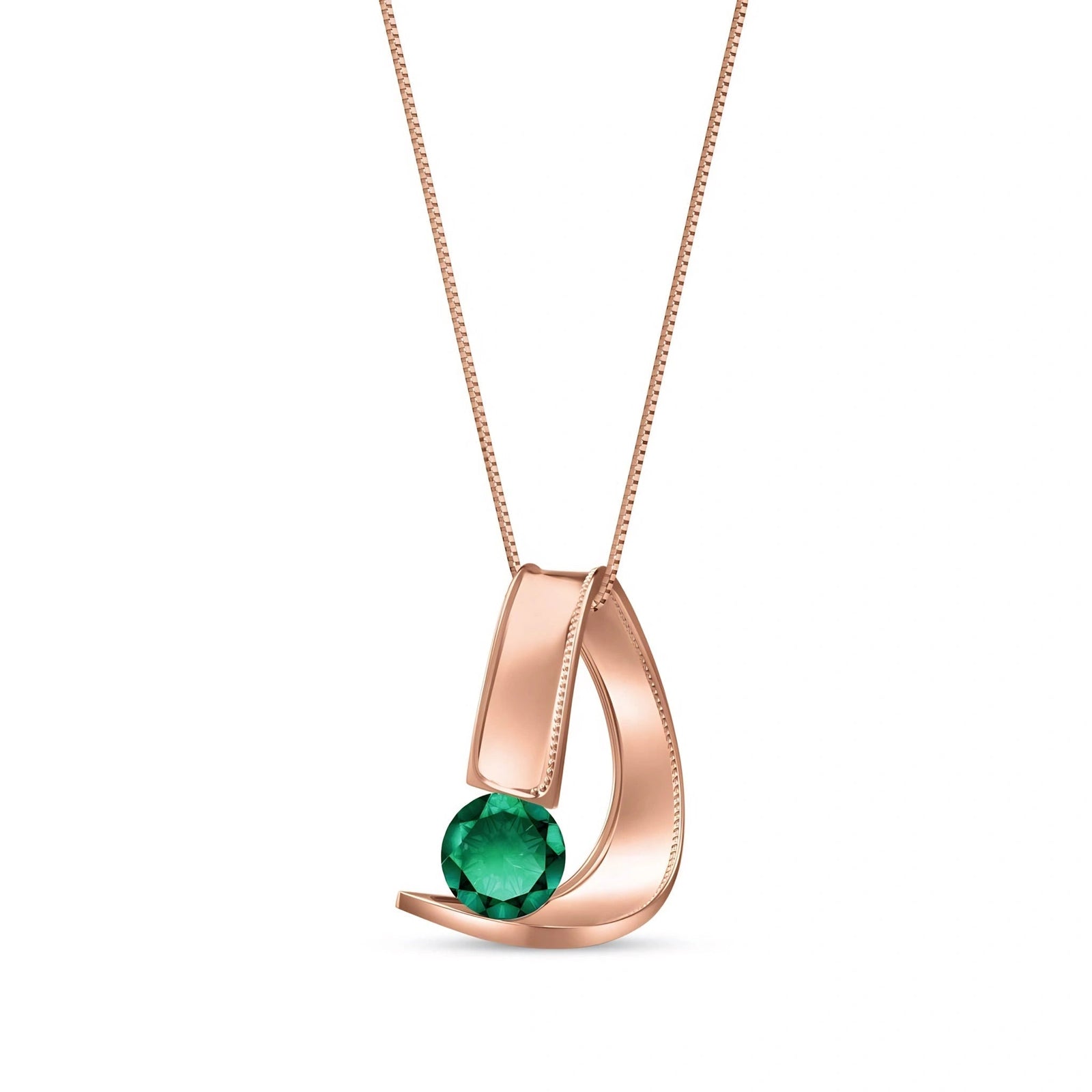 Rose Gold Aura Pendant Necklace Emerald 10K — Gioia