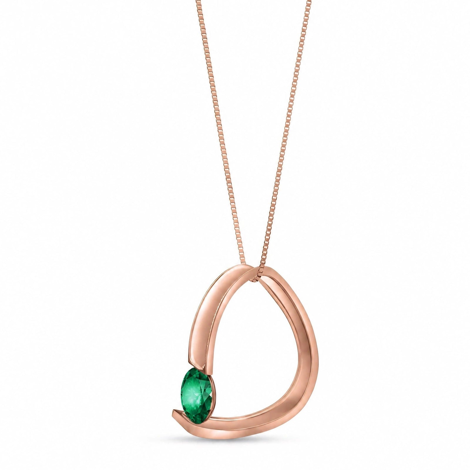 Rose Gold Aura Pendant Necklace Emerald 10K — Gioia